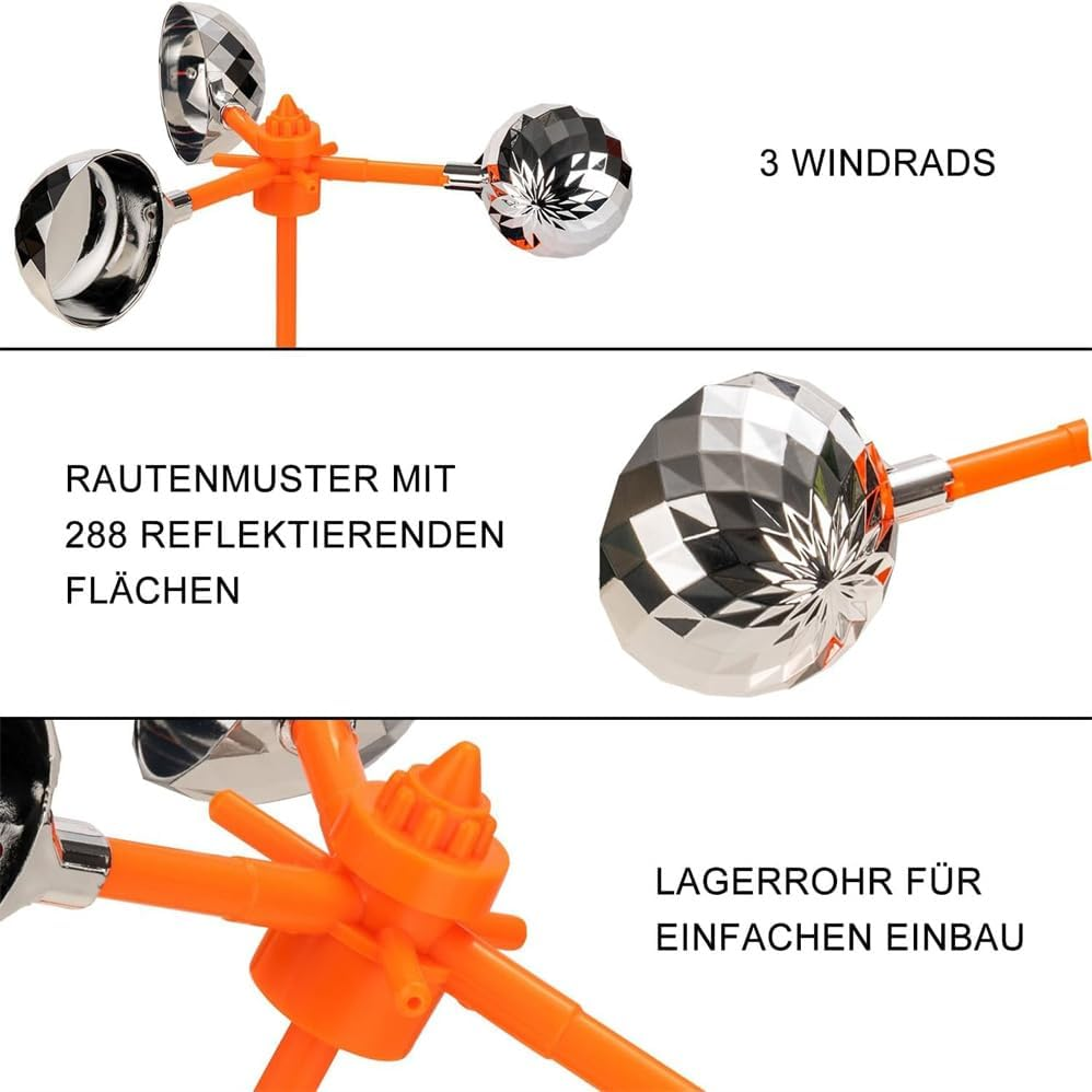 Windmill Bird Repeller - Durable Stainless Steel, 360&deg; Reflective Drive, Weatherproof for Garden, Farm & Patio,Birds Reflect Deterrent Visual Bird Scarer Deterrent Devices Outdoor image number 4