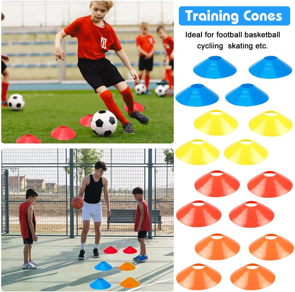 Football Training Equipment for Kids, Speed Agility Training Set, Agility Ladder 12 Rung 6M, Football Kick Trainer, 12 Disc Cones, Football Training Kit Gifts for Boys - Yellow image number 5