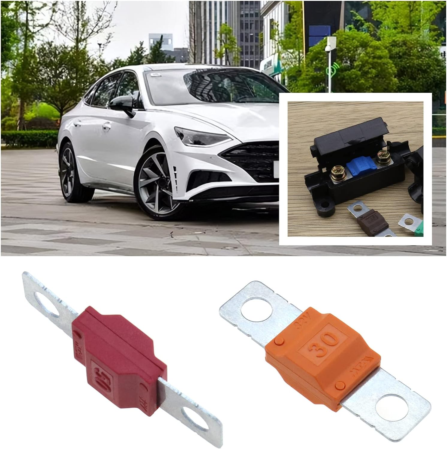 14PCS Midi Fuses 30/40/50/60/70/80/100Amp 32V Automobile Fuse Bolt-On Fuse for Marine Power System Electric Hybrid Vehicle Automobiles DC Motor Car Audio image number 2