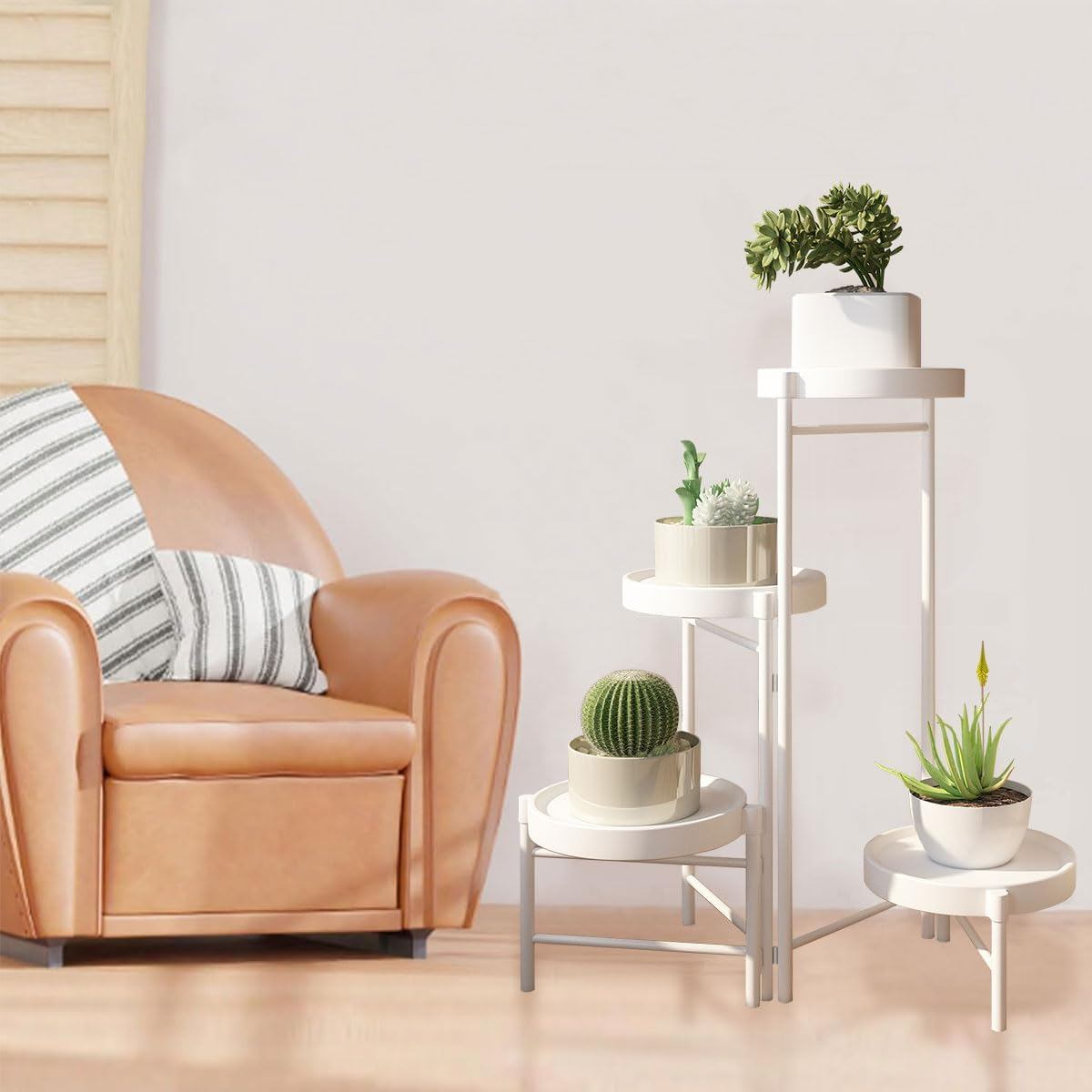 Plant Stand for Indoor, Foldable Corner Plant Shelf Plant Rack Organizer Flower Pot Planter Display Storage Shelf for Patio Garden Living Room image number 3