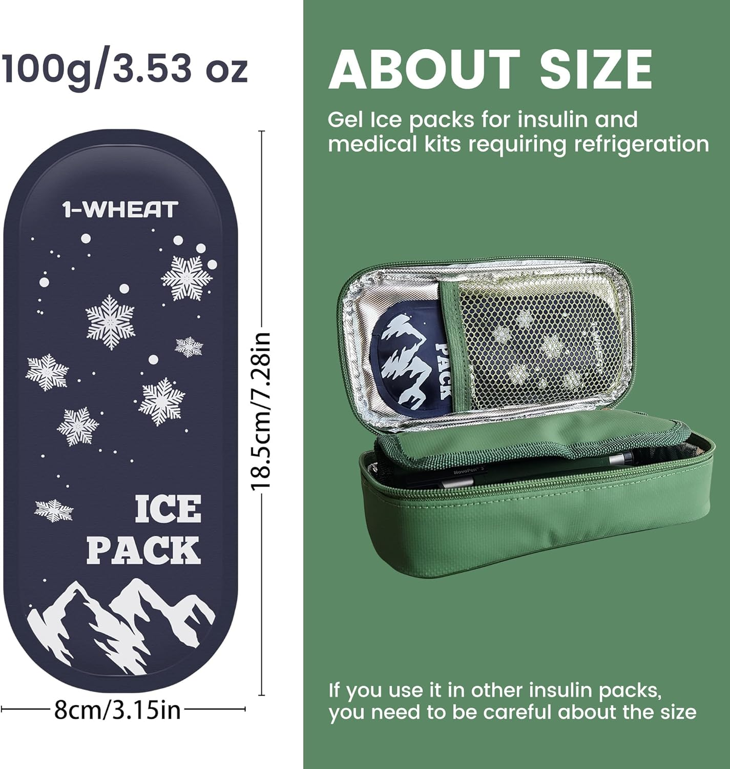 (2 Packs) Insulin Diabetes Gel Ice Packs for Insulated Medication Travel Bag image number 1