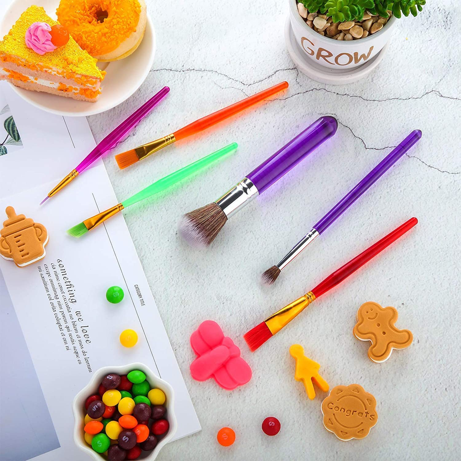 8Pcs Cake Baking Brush Set, Multi-Functional Food Painting Brush Tools, Cookie & Sugar Cake Brushes, BBQ Baking Brush, DIY Food Brushes image number 3