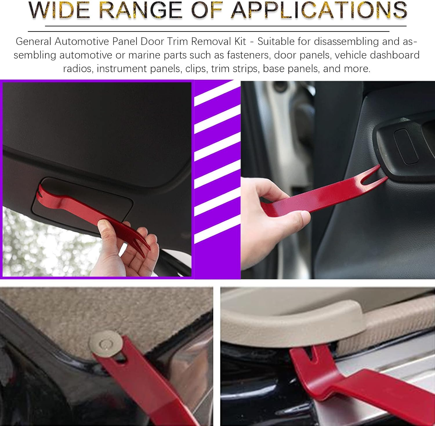 Swpeet 8Pcs 8 Auto Trim Removal Tool Kit with Fastener Remover Assortment Kit, No-Scratch Pry Tool Kit Interior Door Panel Clip Fastener Removal for Car Vehicle Dash Audio Installer image number 1