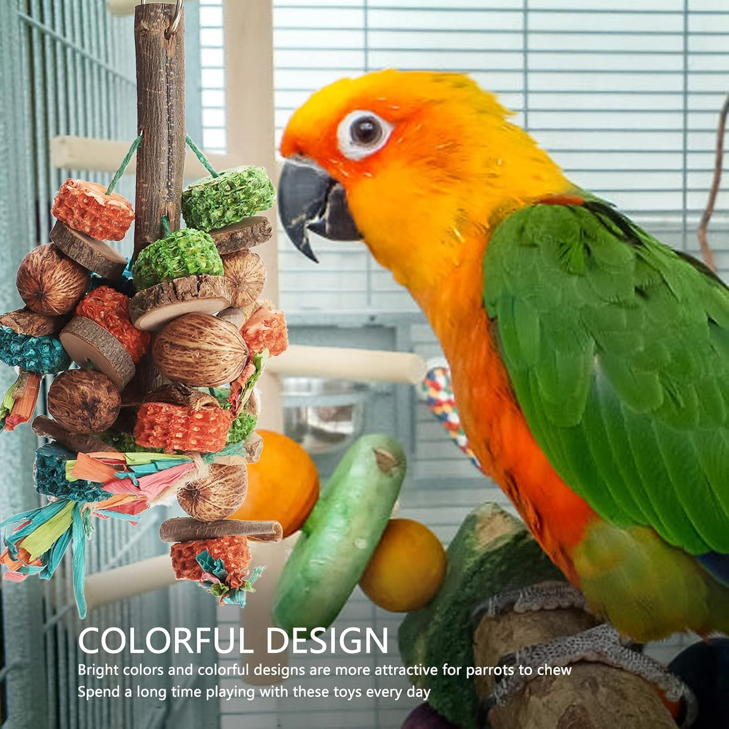 Parrot Chewing Toys, Natural Bark Corncob Nuts Parrot Toys, Bird Beak Trimmer, for Small and Medium Parakeets, Cockatiels, Conures, Budgies, Lovebirds image number 2