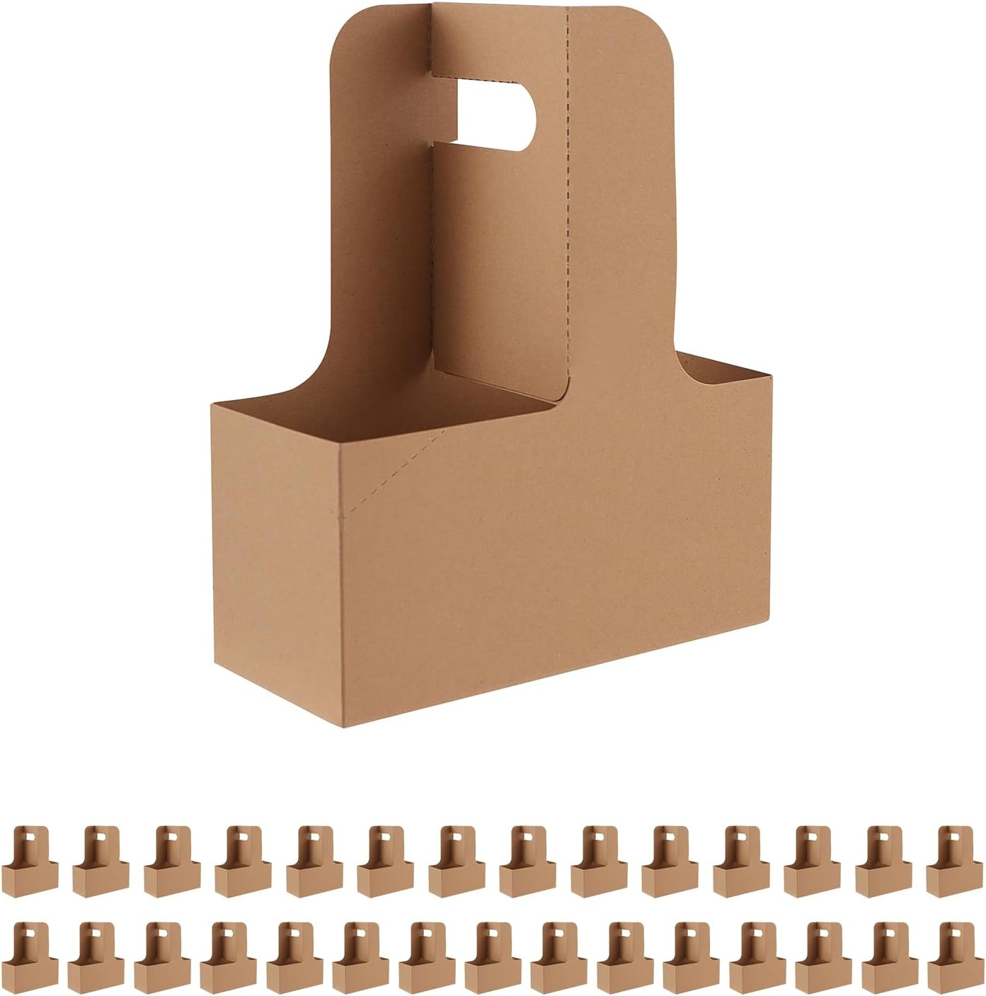 20 Drink Carrier with Handles to 2 Cups, Kraft Paperboard Drink Carriers of 12-20 Oz to Go Coffee Cup Holder, for Hot and Cold Cup Carrier, Takeout, Cafe and Restaurant Food Service Delivery image number 2
