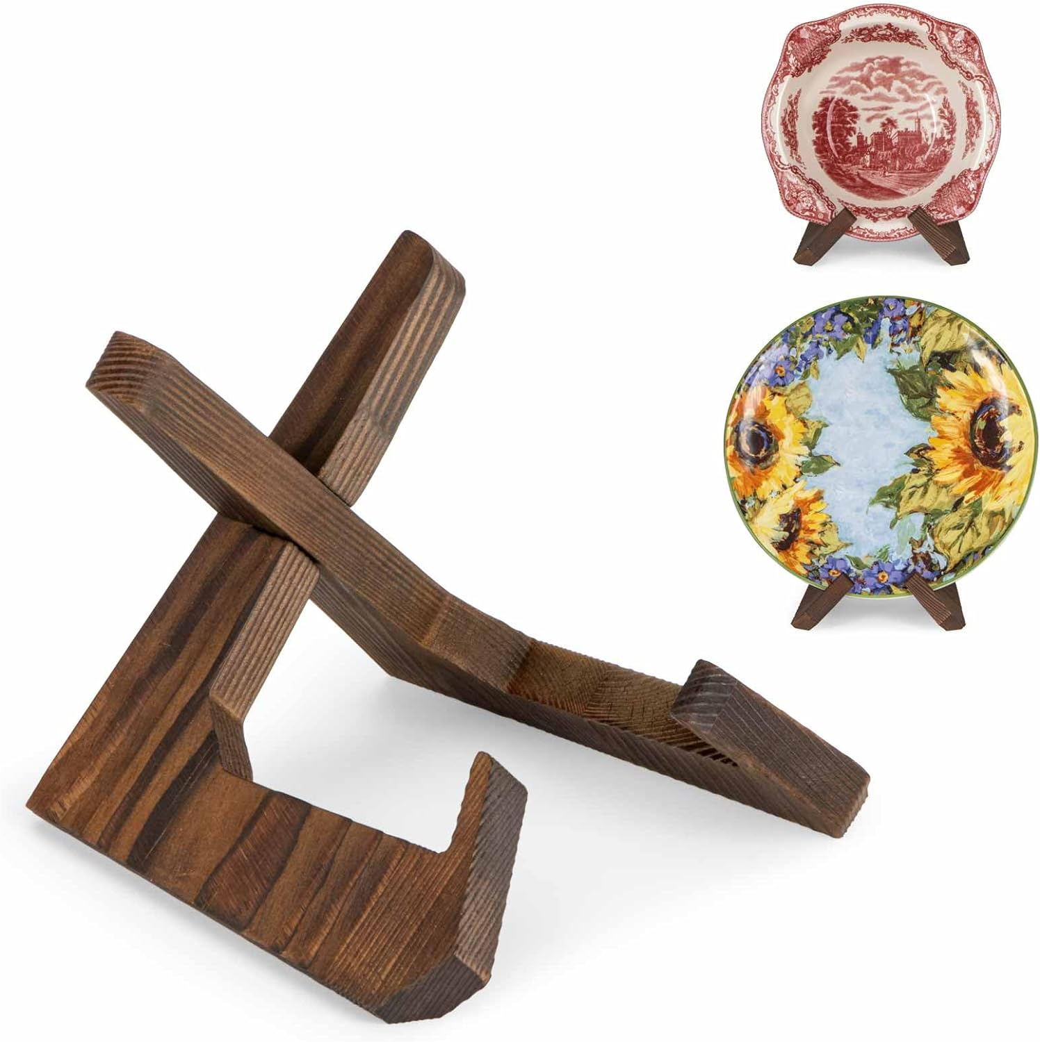 Bowl Stands for Display, 4.5 Inch Plate Holder, Wooden Easel Frame Holder, Display Stand for Large Deep Platters and Dishes, 15.2 X 13.6 X 11.6Cm (For Bowls under 8.9Cm in Depth) image number 2