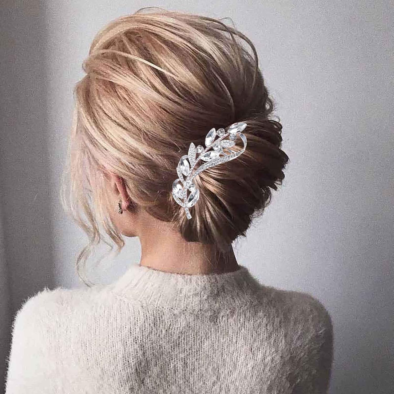 Crystal Wedding Hair Comb Rhinestone Leaf Hair Comb Bling Bridal Headpieces Decorative Head Clip Headwear Bridal Hair Accessories for Women (Style1, One Size) image number 1