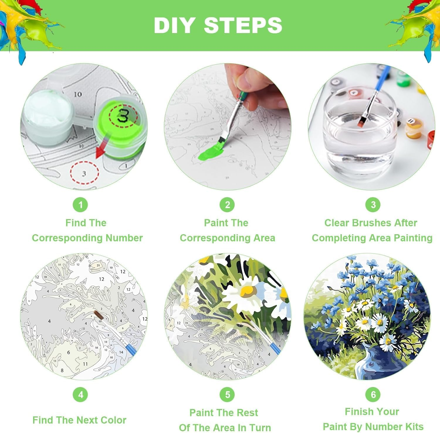 Paint by Number for Adults. Flowers Paint by Numbers for Adults Beginner Drawing Paintwork with 3 Paintbrushes Paint Canvas Oil Painting 16&rdquo; X 20&rdquo; image number 1