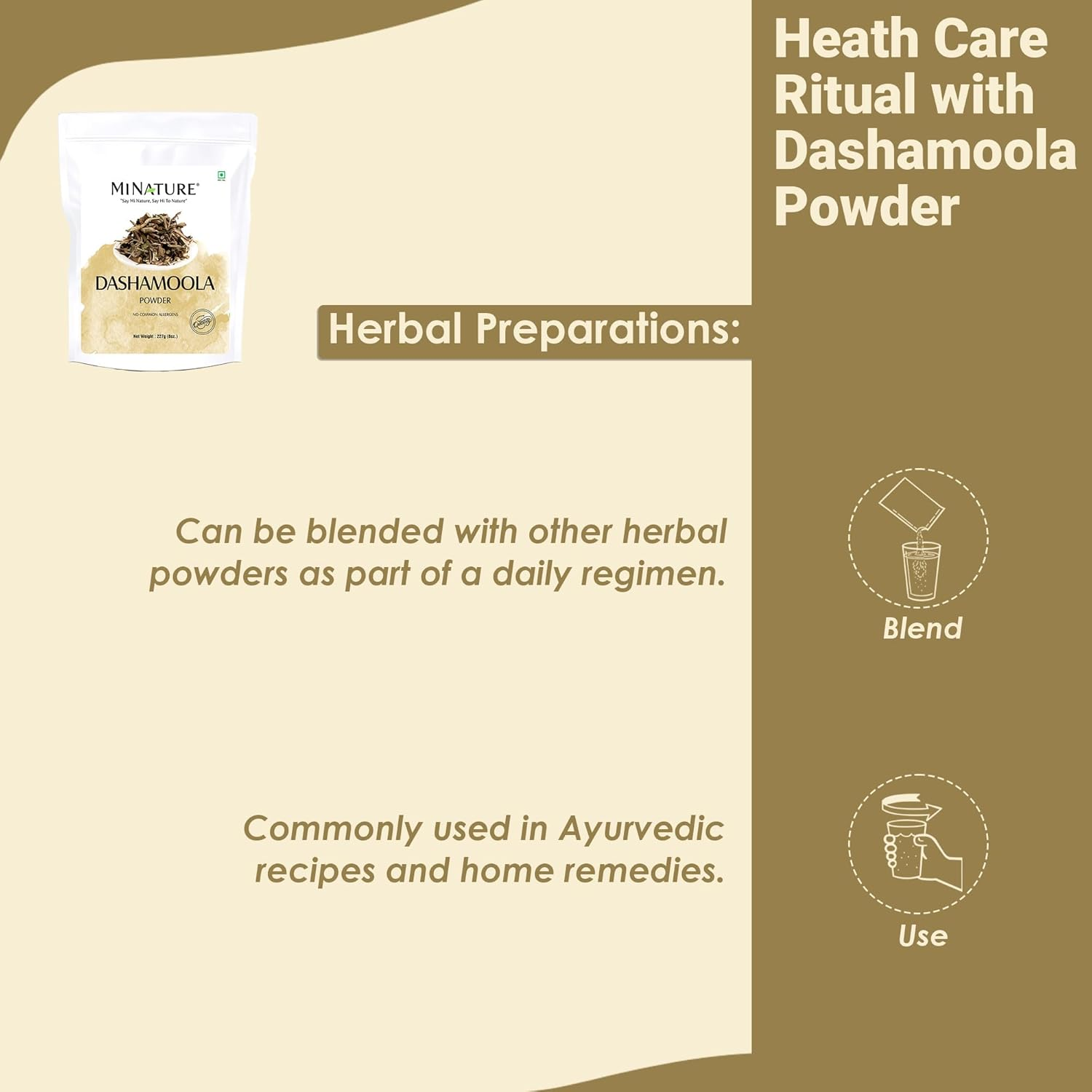 Mi Nature Dashamoola Powder| 10 Dried Herbs| Also Called Dashamula, Dashmulam or Dashamul | Made in India| 227Gram (1/2Lb)(8Oz) image number 4