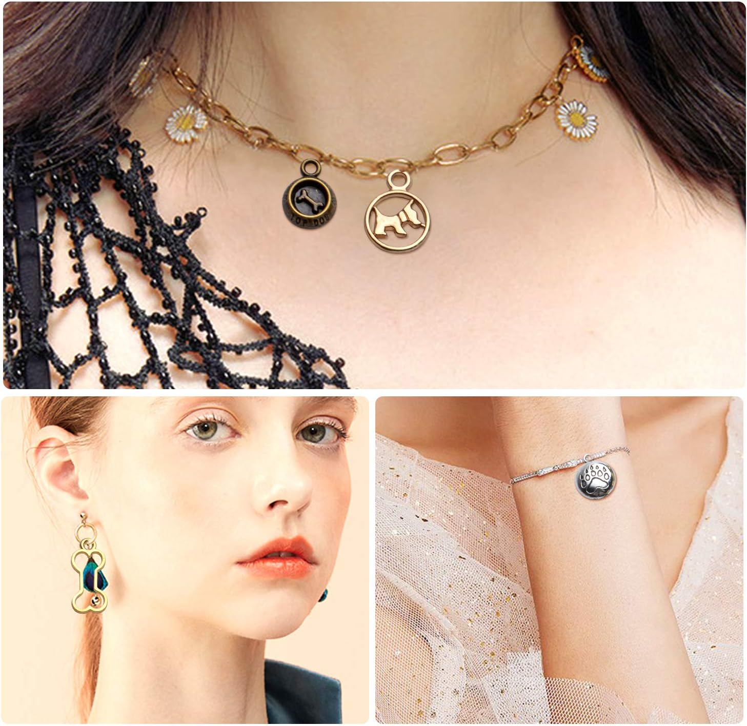 Dog Charms Bulk, 100 Gram Wholesale Mixed Antique Animal Charms Alloy Pet Dog Pendants Craft Supplies Jewelry Findings Accessory for DIY Necklace Bracelet Earring Crafting, Metal, Alloy image number 3