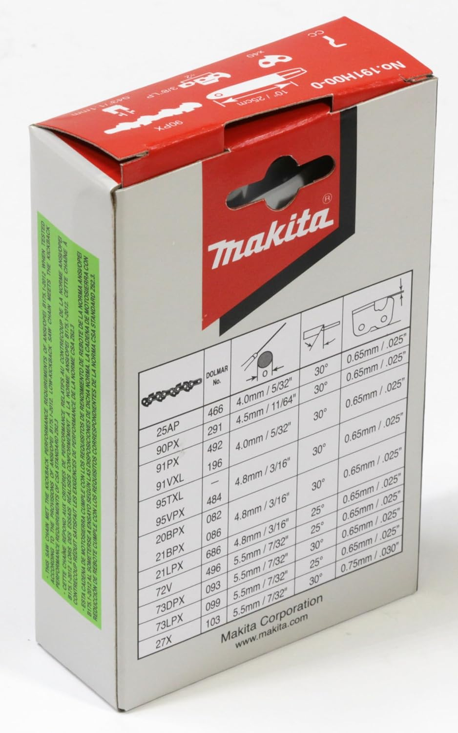 Makita 0.043-Inch Gauge Replacement 40 Links Chainsaw Chain, 25 Cm Length image number 2