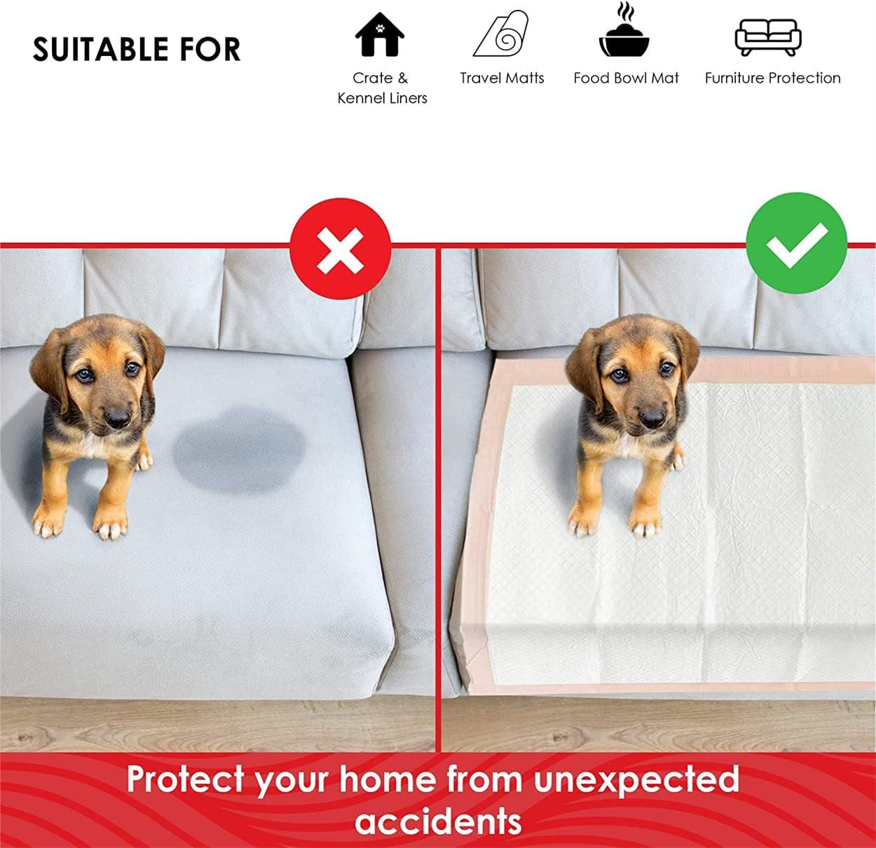 Premium Disposable Dog Pee Pads Chucks Pads, 50 Pack Incontinence Bed Pads, Leak-Proof and Super Absorbent Dog Pee Pads, Disposable Fast Drying Pee Mats for Dogs, Cats, Rabbits Pets (Medium(50Pcs)) image number 6