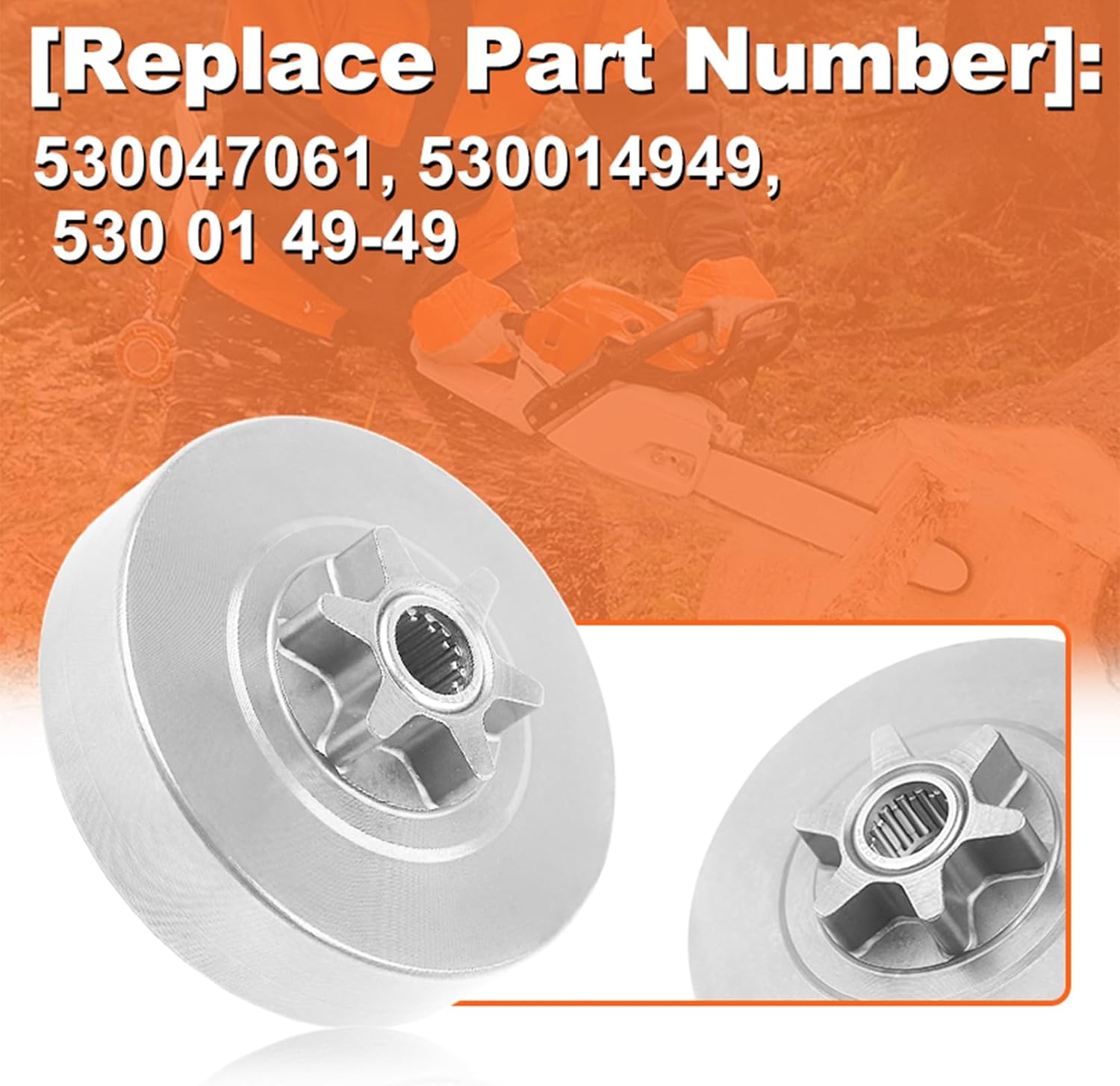 3/8-6T Spur Sprocket Clutch Drum Assembly Kit for Husqvarna 120 36 41 136 137 141 142 235 235E 240 236 Jonsered 2035 2036 2040 2041 Partner 350 351 Chainsaw 530047061 image number 1