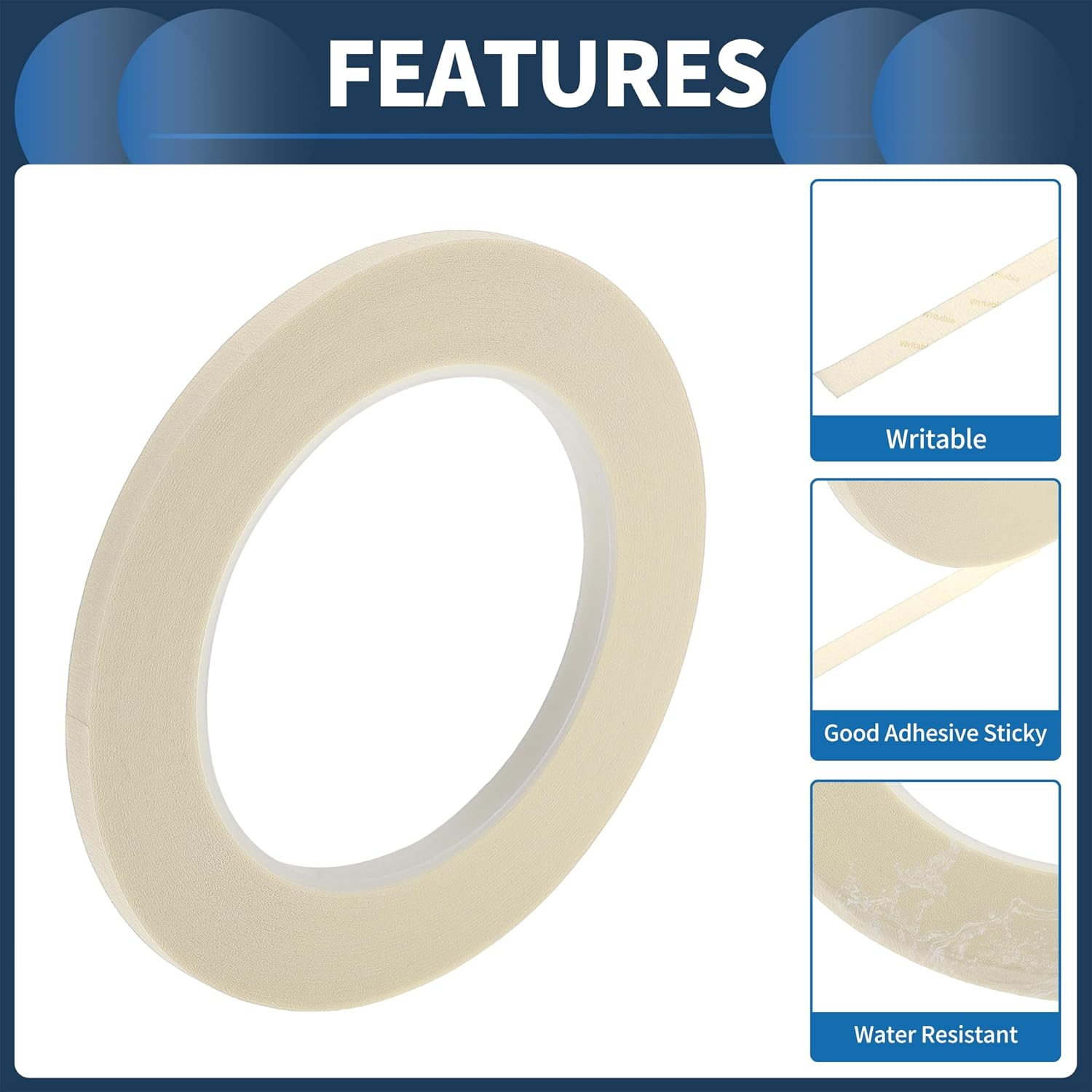 X AUTOHAUX Masking Tape, 0.2 Inches X 32.8 Yards DIY Car Auto Paint Painters Tape White, 1 Pc