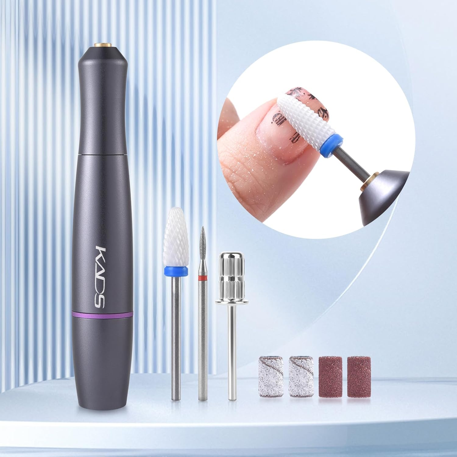 Electric Nail Drill Machine Kit, USB Portable Electric Nail File Efile Set for Acrylic Gel Nails, Manicure Pedicure Tool with Nail Drill Bits Sanding Bands