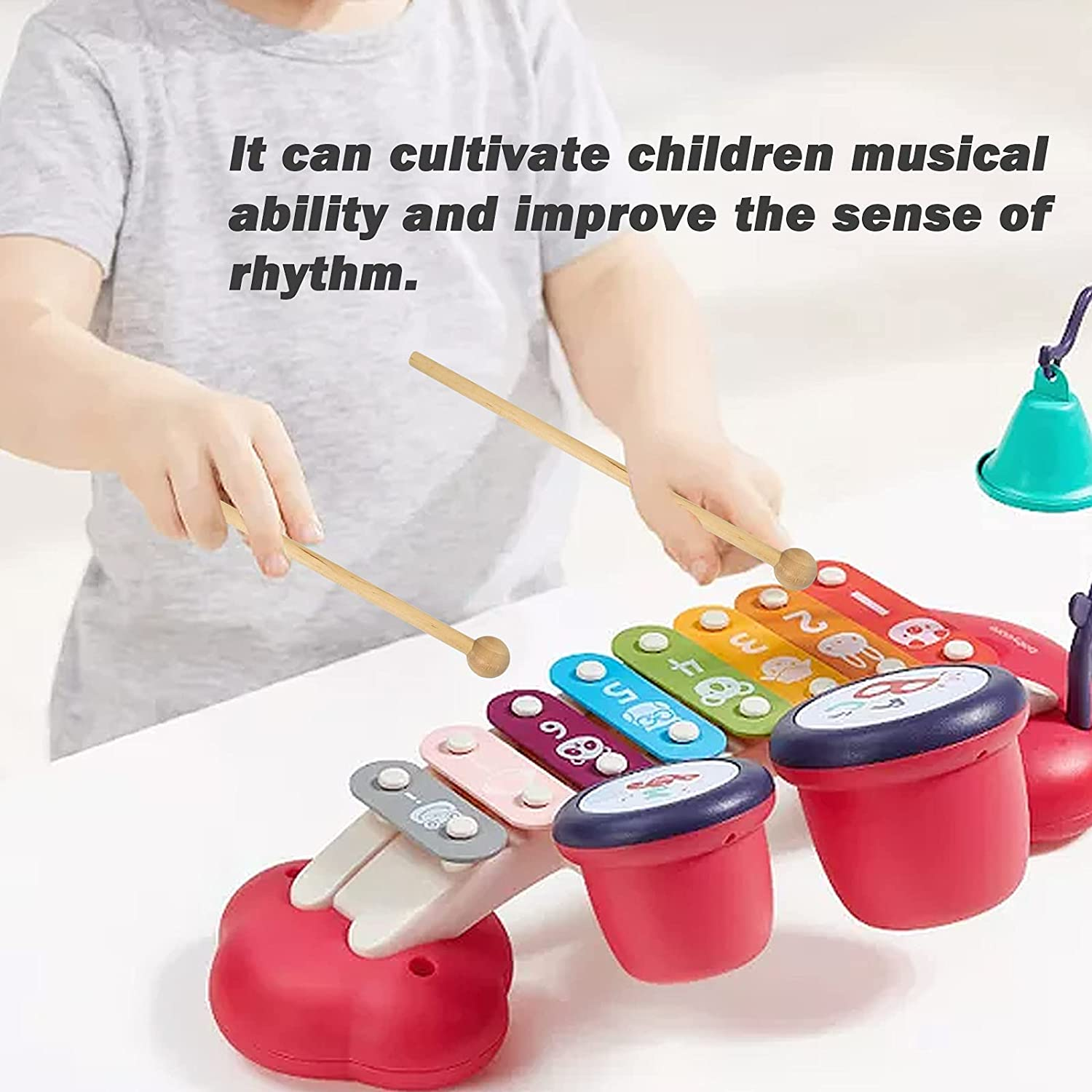 Wood Mallets Percussion Sticks Valuehall 2 Pairs Drum Mallet Sticks 8.46 Inches Percussion Mallets Xylophone Mallet for Energy Chime Wood Block Bell Percussion Instrument V14A03 image number 4