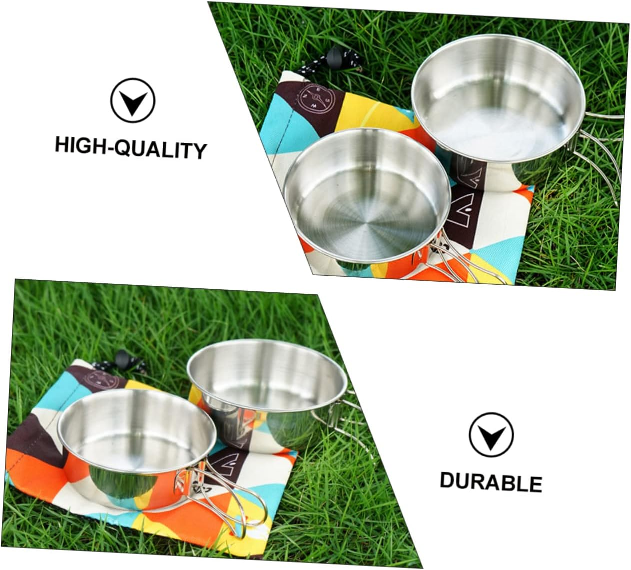 BESPORTBLE 3Sets Mini Folding Bowl Stainless Steel Portable Camping Hiking Bowls for Outdoor Travel Use image number 3