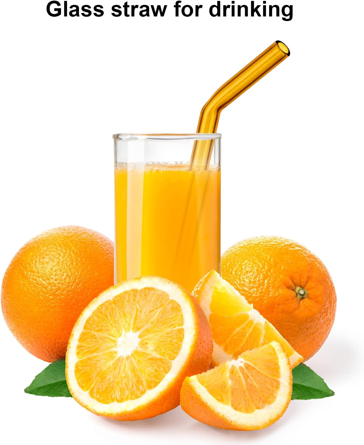 Amber Glass Straws Drinking Reusable: Colored Glass Cocktail Straws Travel Glass Straw with Gift Case Long Glass Drinking Straws Bent image number 5