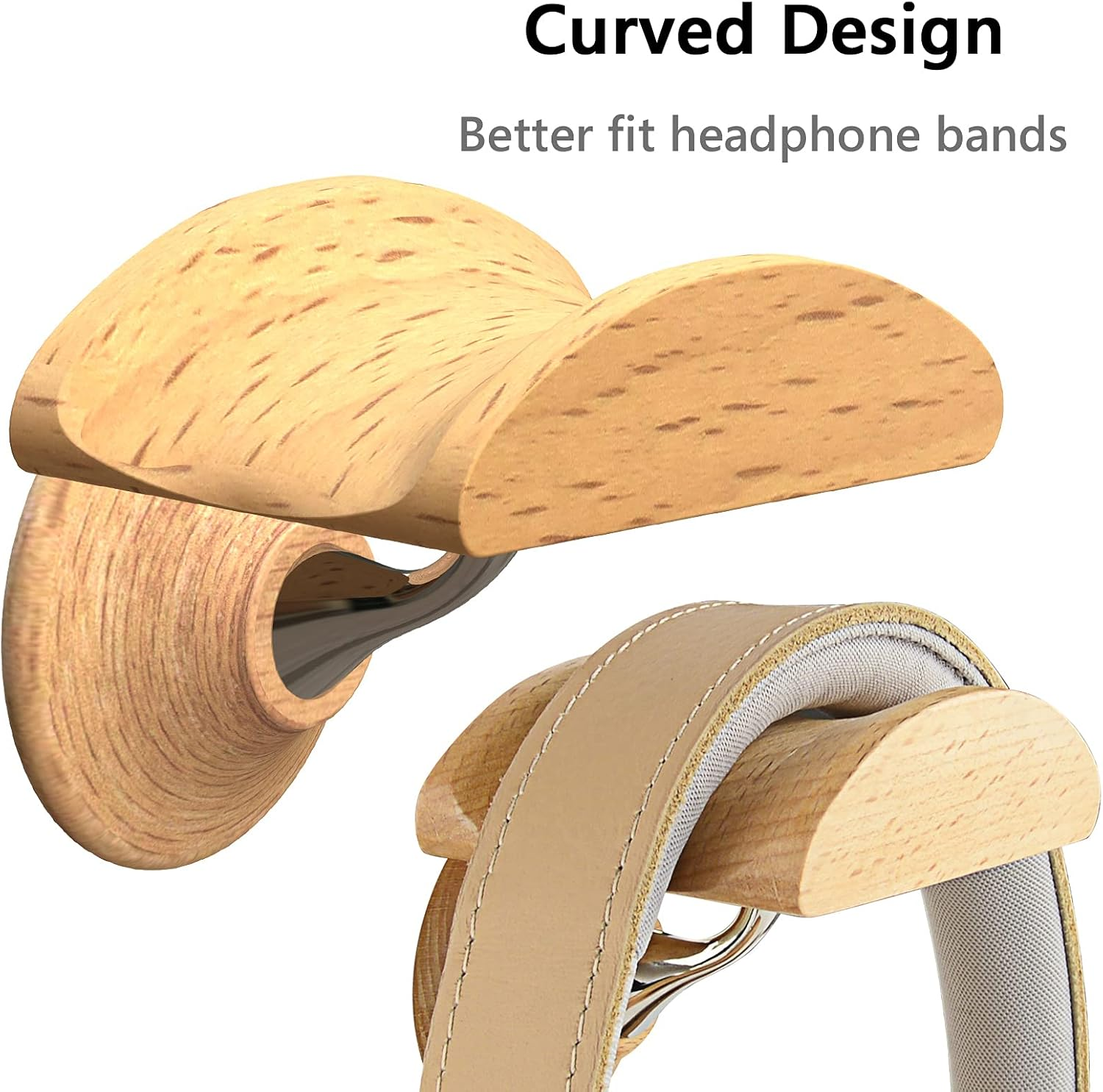 Geekria Wooden Headphone Wall Mount for Over-Ear Headphones, Headset Wall Mount, Headsets Hanger Compatible with Apple Airpods Max, Sony WH-1000XM6, WH-1000XM5, Bose QC45, QC35 Headphones. image number 5