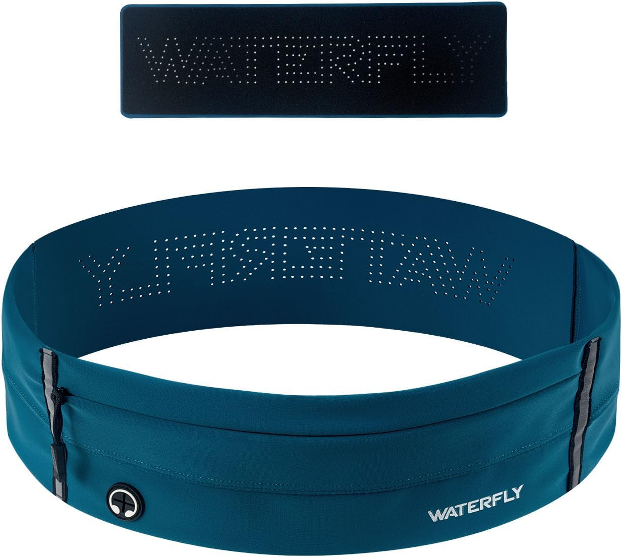 WATERFLY Running Belt Fanny Pack: Slim Elastic Sport Workout Waistband for Men and Women, Jogging Runner Phone Holder Belt, Marathon Jogger Waist Bag