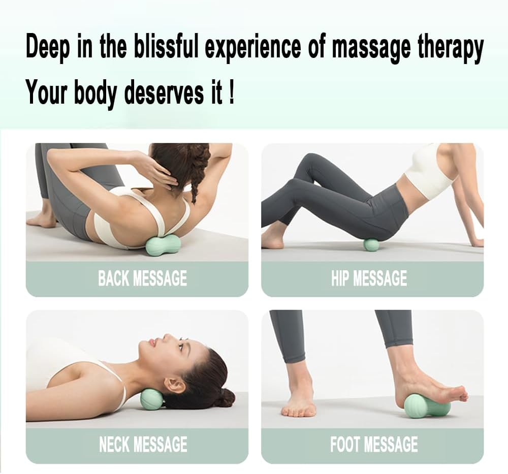 Peanut Massage Ball, Double Lacrosse Massage Roller Ball for Back Neck Shoulder Spine Legs HIPS, Deep Tissue Peanut Roller Ball Trigger Point Muscle Massage Ball (Green) image number 6