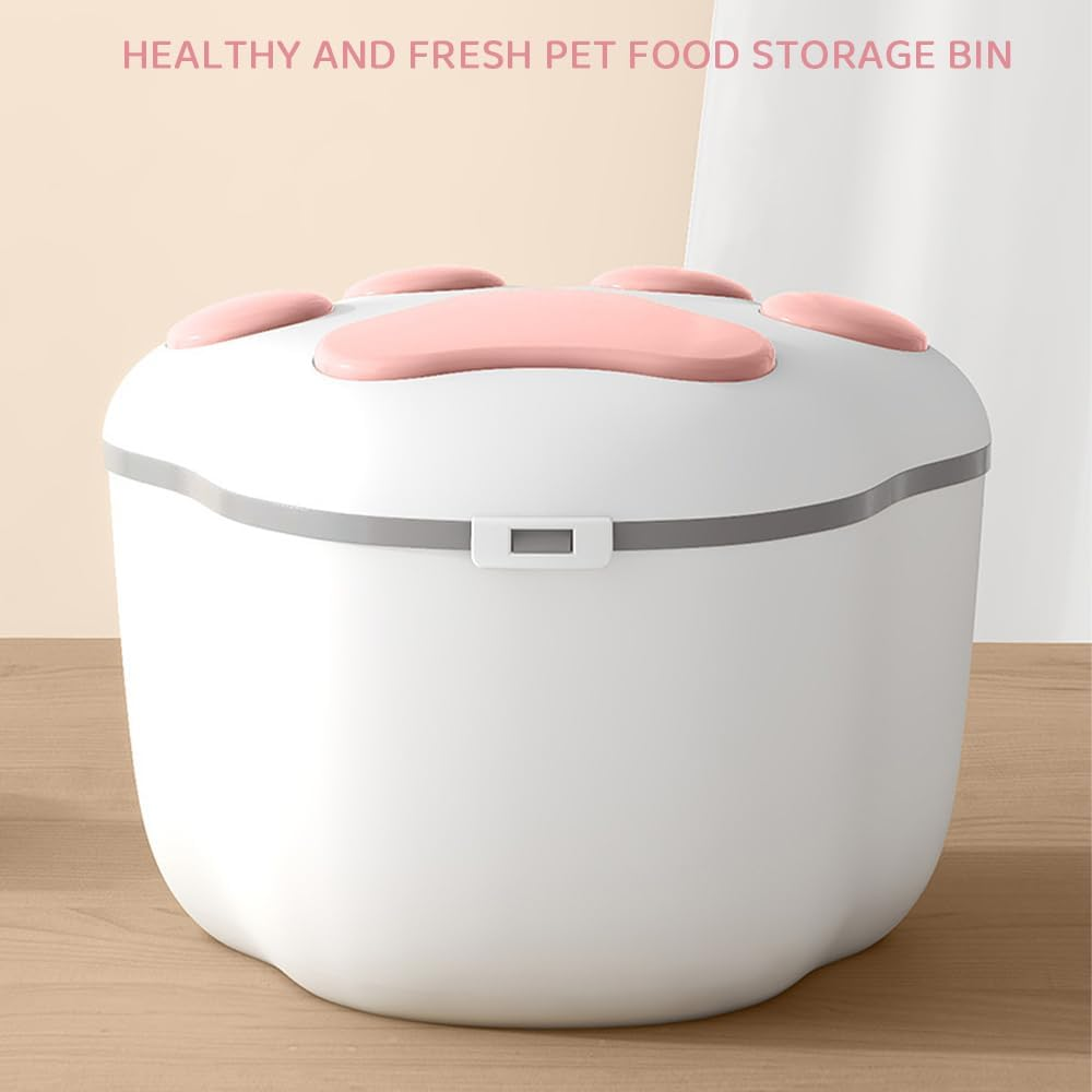 Pet Food Storage Container &ndash; Large Capacity Airtight Paw-Shaped Bin for Dog & Cat Food, Moisture-Proof, Dustproof, Insect-Resistant with Scoop, 31&times;36&times;20.5Cm, Pink image number 6