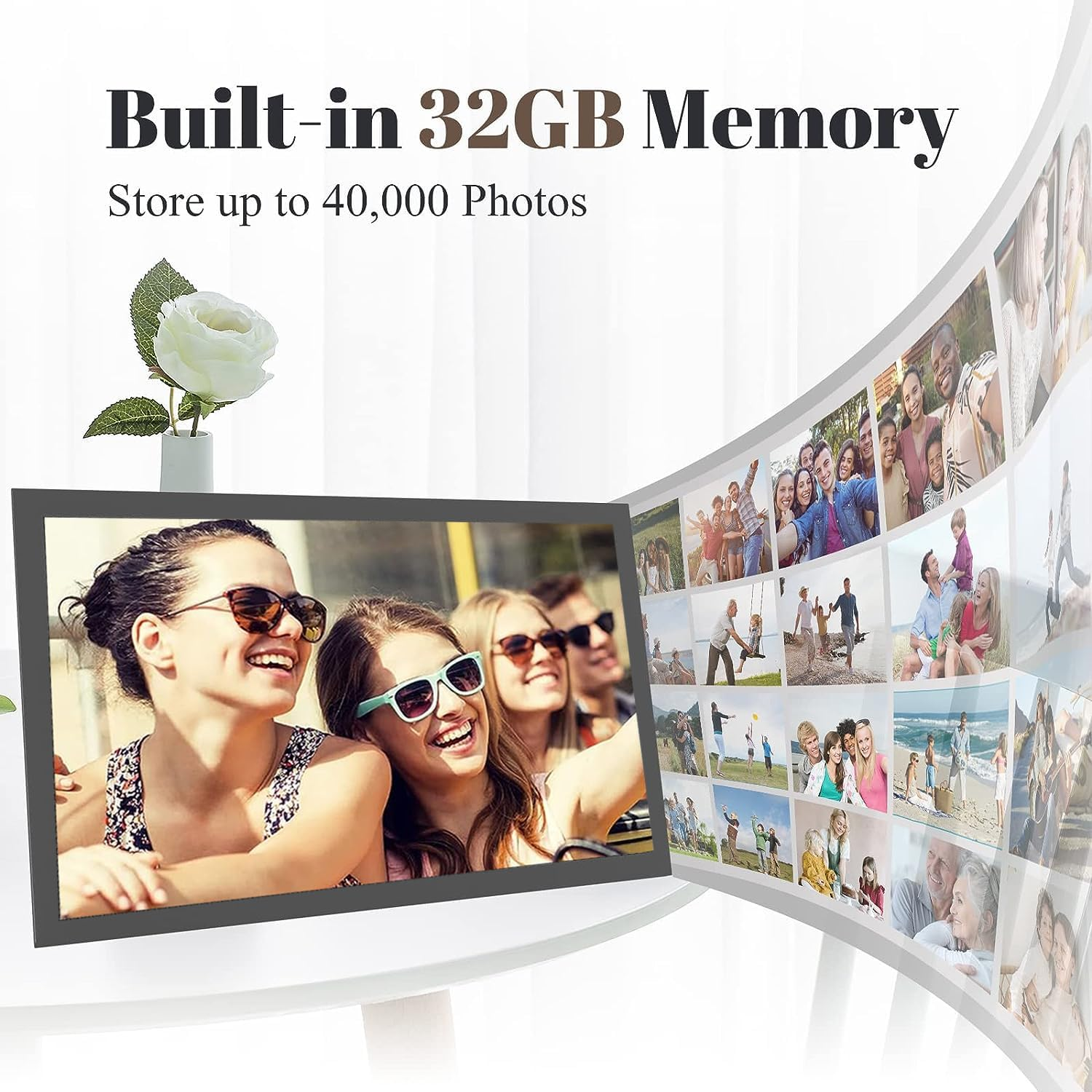 15.6" Frameo Digital Picture Frame, Wifi Digital Photo Frame 1920X1080 HD IPS Touch Screen, 32GB Memory, Auto-Rotate Portrait and Landscape, Wall-Mountable Frameo image number 5