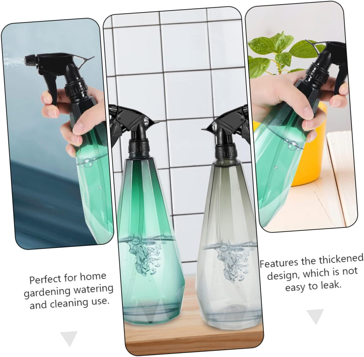 Yardenfun 4Pcs 1L Gardening Spray Bottles Multipurpose Refillable Water Sprayer for Plants Hair Salon Cleaning with Diamond Pattern in Starry Gray and Bamboo Green for Home and Garden Use image number 1