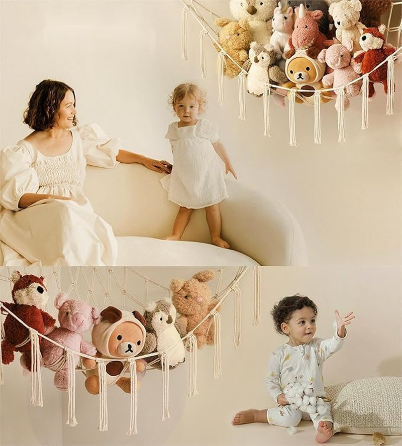 Stuffed Animal Storage Hammock Net Corner Large Toy Hammock Net for Stuffed Room Decor for Nursery Storage Organization Hammock Corner Hanging Toy Storage Net for Home Playroom Bedroom Nursery image number 6