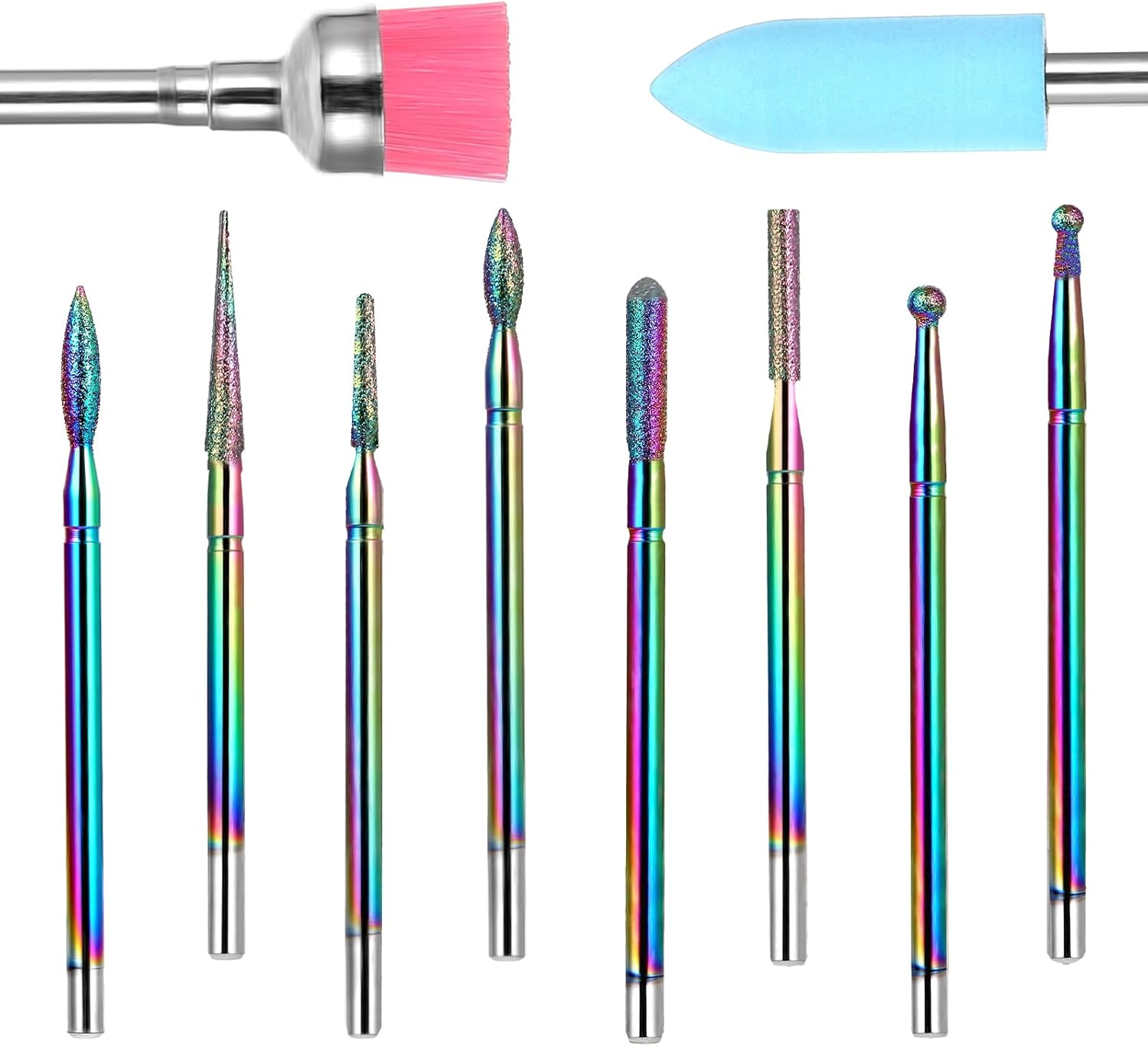 10Pack Cuticle Bits,Spiral Manicure Drill Bits with Brush and Buffer,Stainless Steel Nail Bit for Nail Drill for Art Set Professional for Manicure,Pedicure Cuticles image number 4