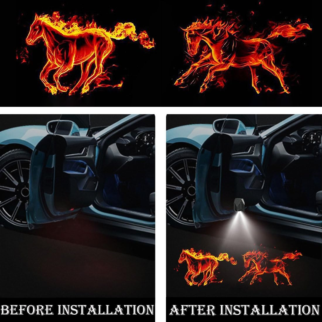 2 Pcs CAR Door Projector Lights,Car Door Lights Logo Projector,Welcome Courtesy Ghost Shadow Lamp,Car Door Welcome Lights Fit for All Car Models(Red) image number 3