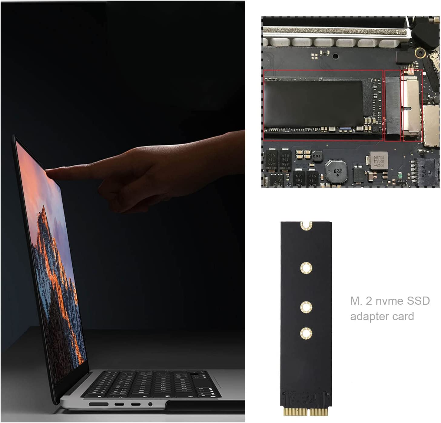 M.2 NVME SSD Convert Adapter SSD to NVME Converter Hard Disk Adaptor Card Compatible with Macbook Air Pro Retina 2013-2017 NVME SSD Upgrade Kit for A1465 A1466 A1398 image number 2
