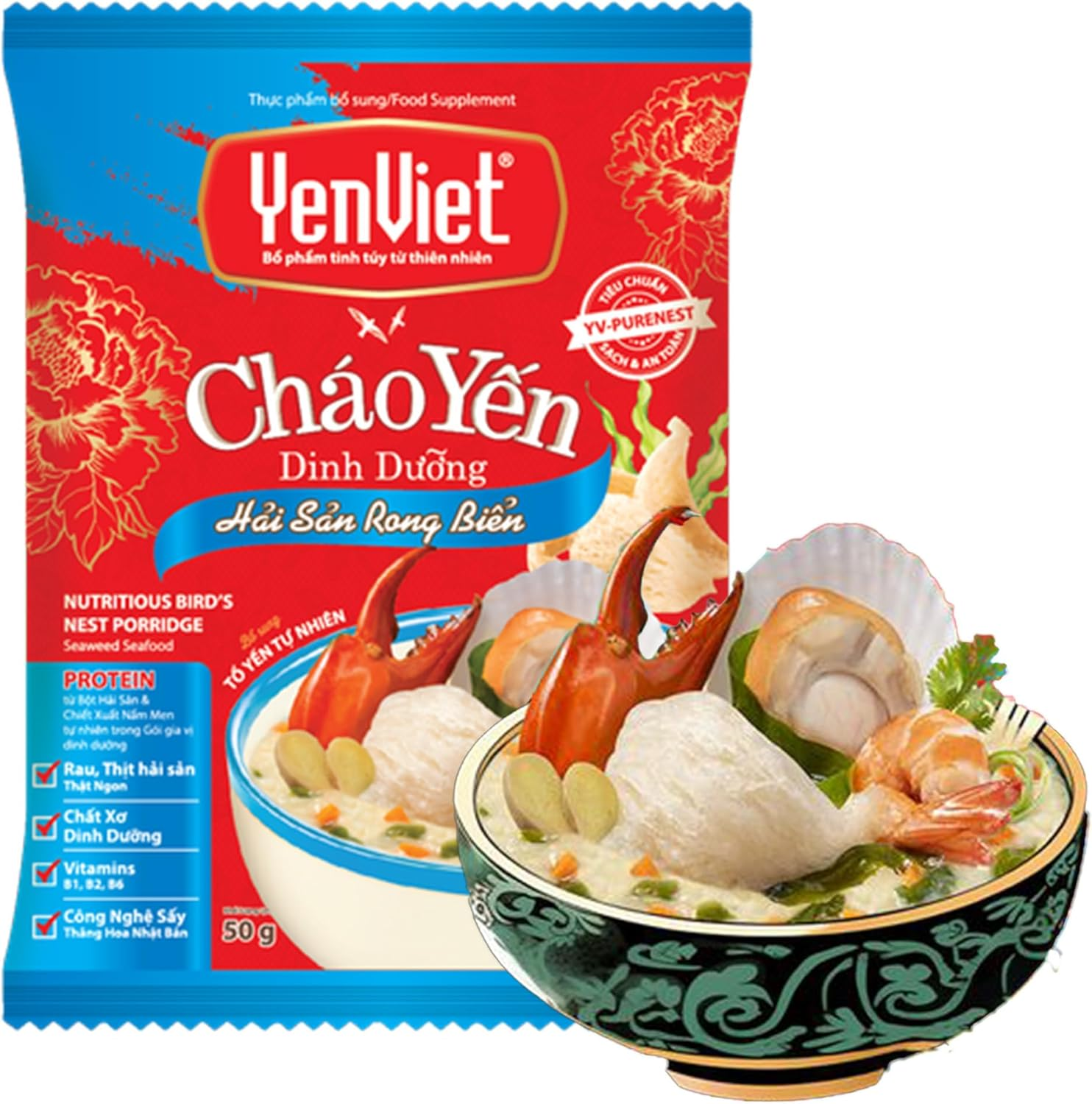 Nutritious Swallow Nest Instant Porridge with Minced Pork by Yenviet (30 Packs Carton) - Quick Healthy Instant Congee, High in Protein, Fresh and Natural Ingredients, Convenient Easy to Prepare image number 1