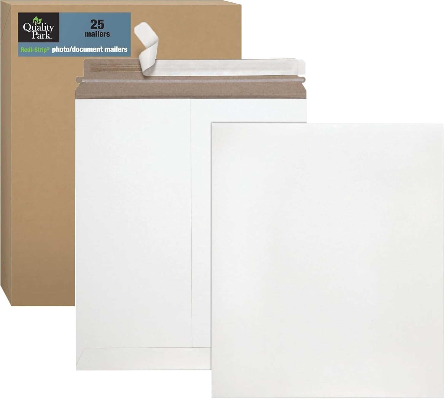 Quality Park 6 X 8 Photo Document Mailers, Redi-Strip Self Seal Closure, Rigid Stay Flat Mailer, White Recycled Fiberboard, 25 per Box (QUA64007) image number 1