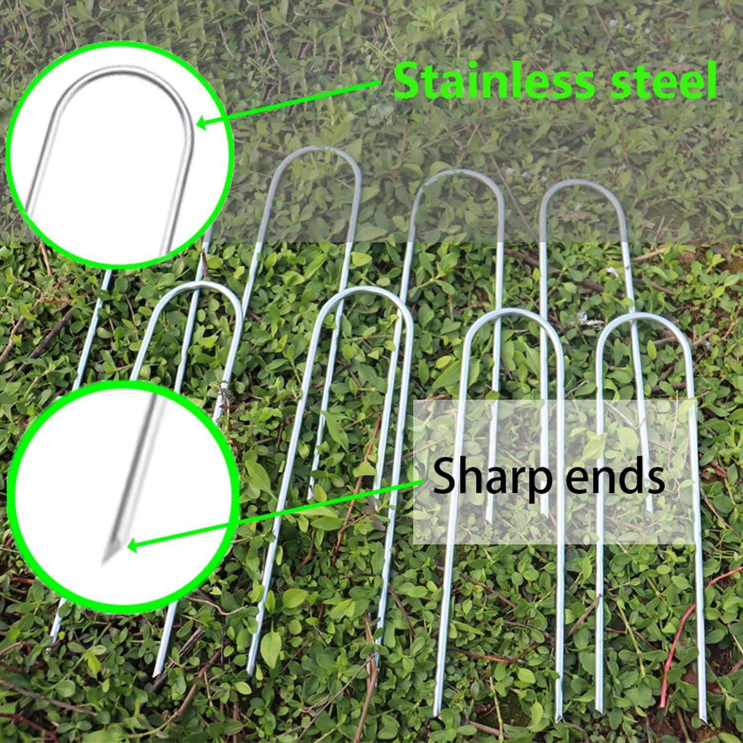 Heavy Duty U-Shaped Metal Trampoline Stakes Anchors, 6Pcs Silver Galvanized Steel, 11.8In Long, Sharp Ends, High Wind Resistance image number 4