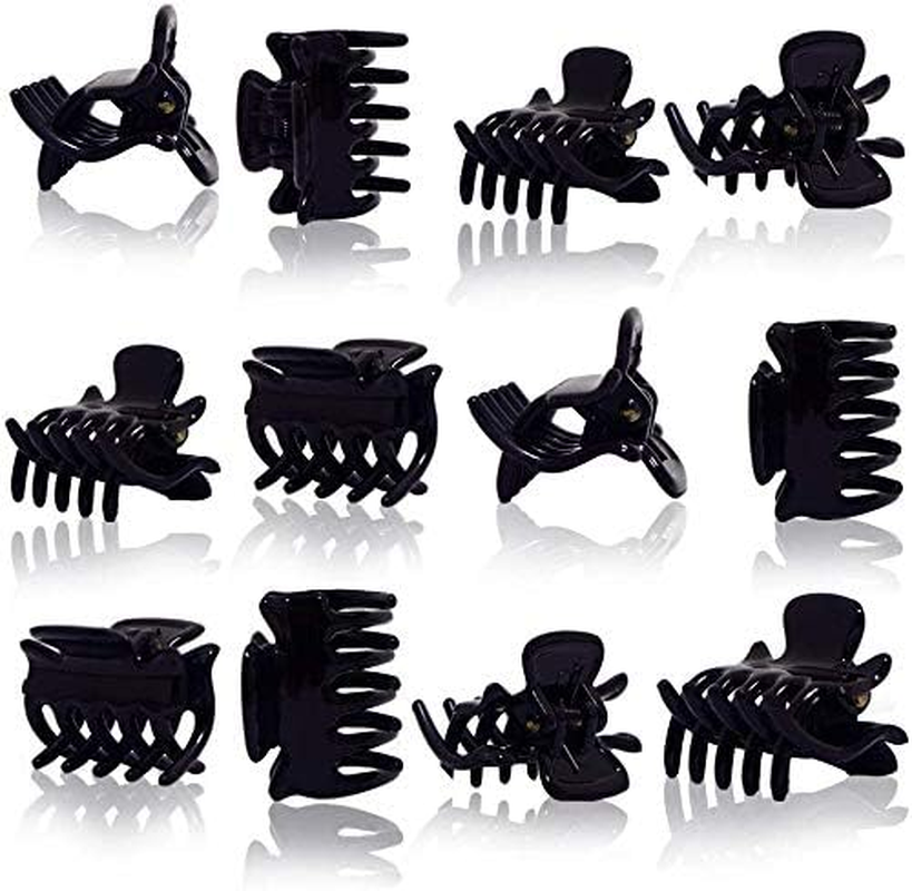 12 PCS Hair Claw Clips Black 1.2 Inches Medium Size Hair Claws Hair Styling Butterfly Hair Clamp for Women Girls - Black image number 4