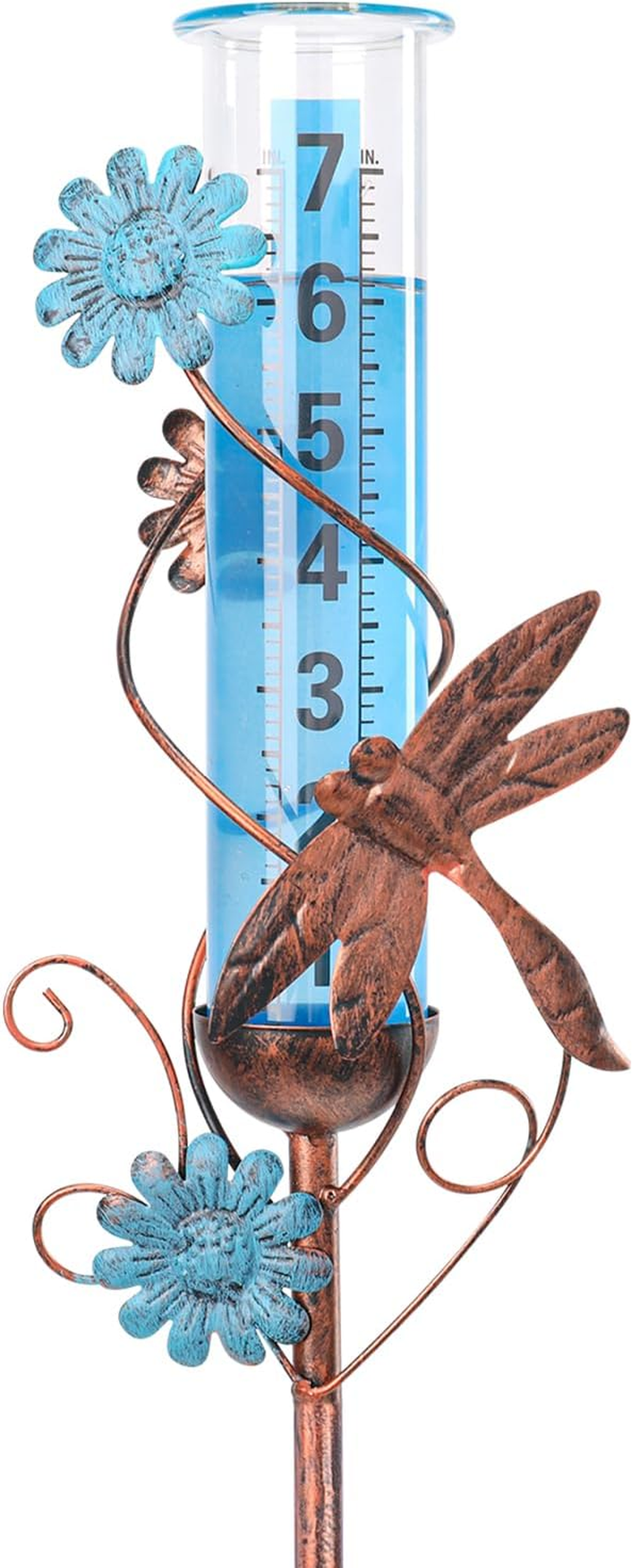 Rain Gauge Outdoor - Freeze Proof Rain Gauges Outdoors Best Rated, 36 Inch Dragonfly Decorative Rain Gauge Garden Stake for Yard Outdoors Fence Decoration image number 5