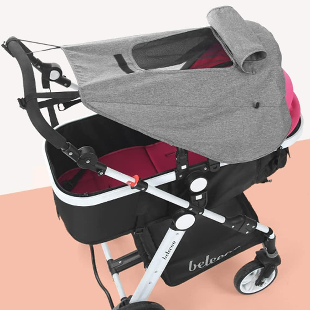Upf50+Universal Buggy Pram Sunshade Waterproof Baby Strollers Sun Cover with Viewing Window Foldable Adjustable Toddler Pram Window Pushchairs Sun Visor Anti-Uv Umbrella Canopy image number 1