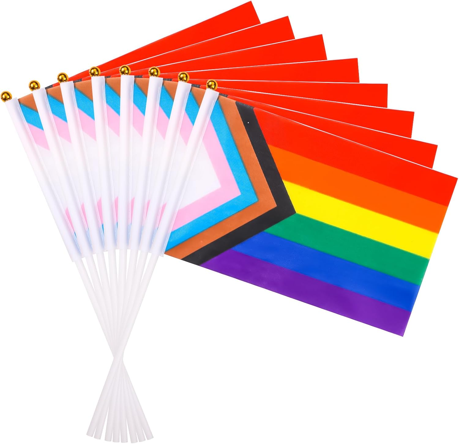 50Pcs Rainbow Pride Flags, 5X8 Inch Rainbow Handheld Flags Progress Pride Flag LGBT Flag American Rainbow Flag for Indoor Outdoor Parade Gay Pride Party Decorations image number 2