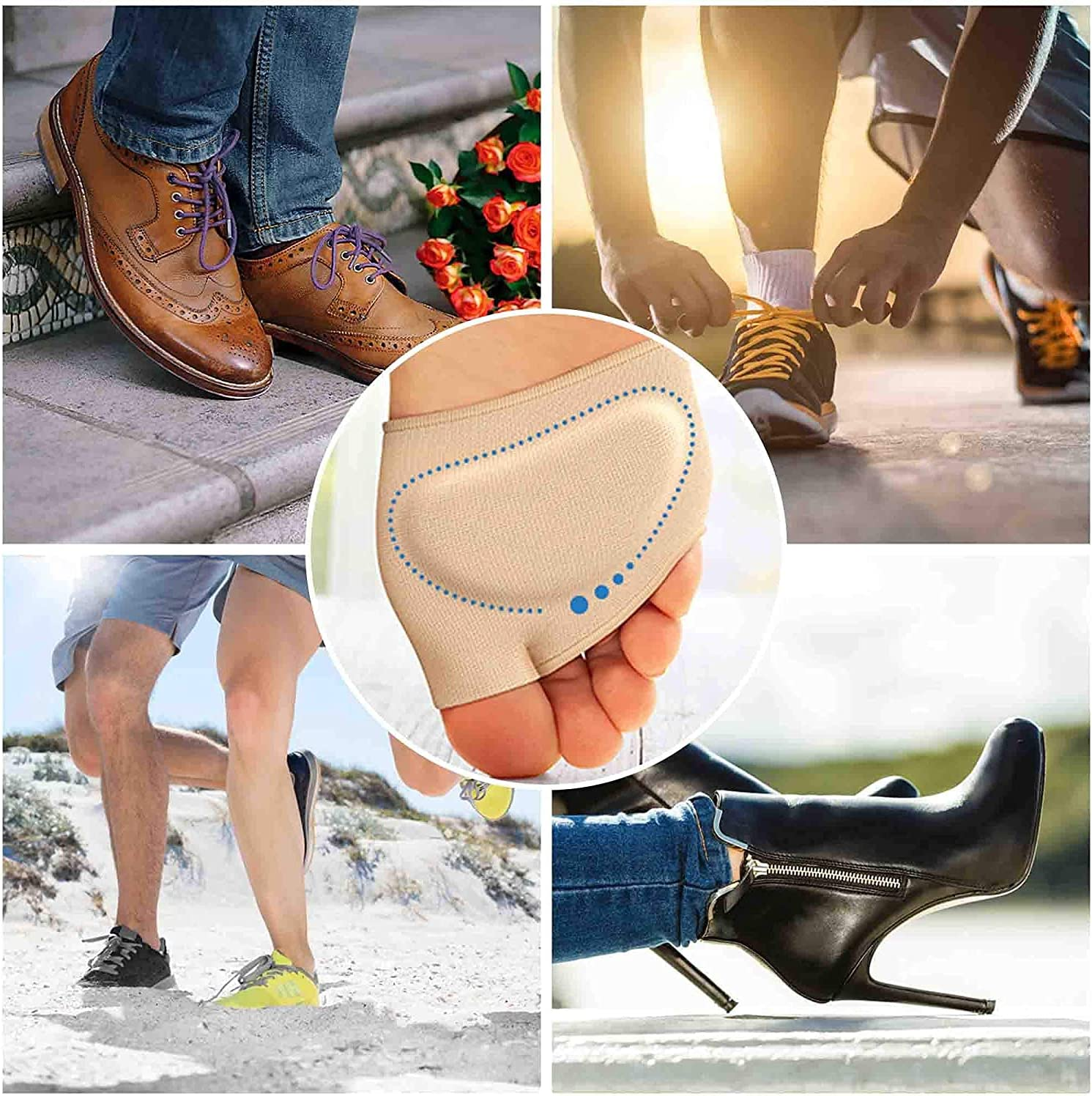 Metatarsal Sleeve Pads Soft and Comfortable Ball of Foot Cushions Pain Relief Forefoot Pads for Women and Men, 2 Pairs (Small) image number 1