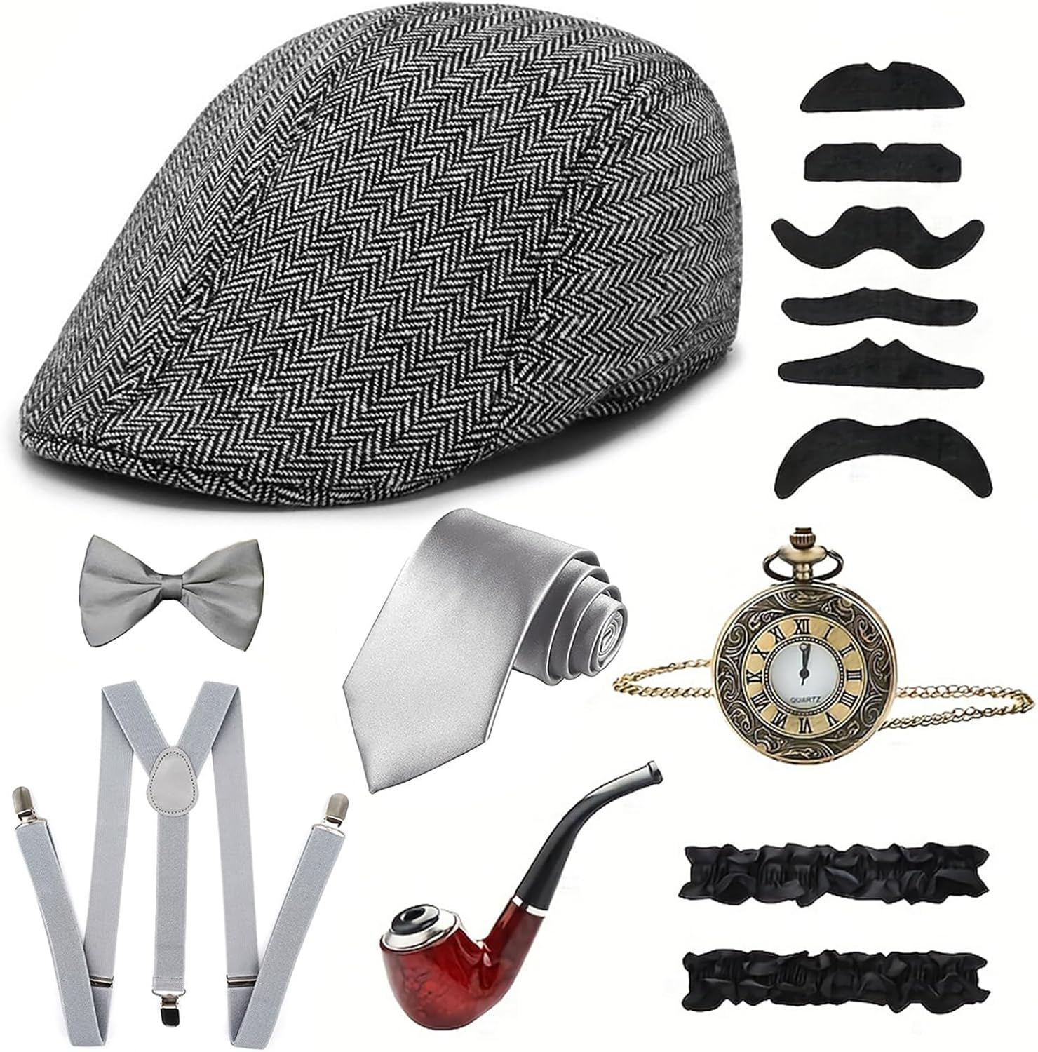 1920S Flapper Gatsby Accessories Costume Set Fashion Roaring 20'S Cosplay Theme Set with Headband Headpiece for Women Men