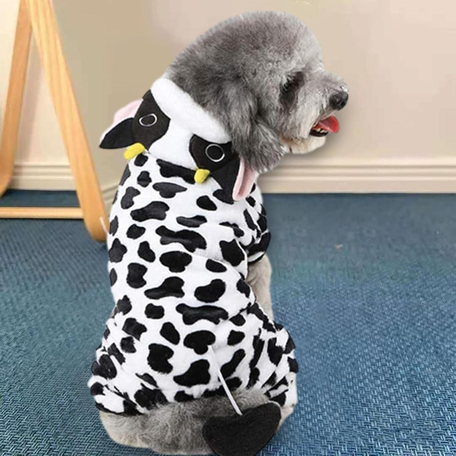 Cow Dog Costume | Cows Pet Dog Clothes for Small Breeds Dogs,Christmas Winter Warm Fleece Pet Hoodie for Small Medium Dogs Puppies image number 6