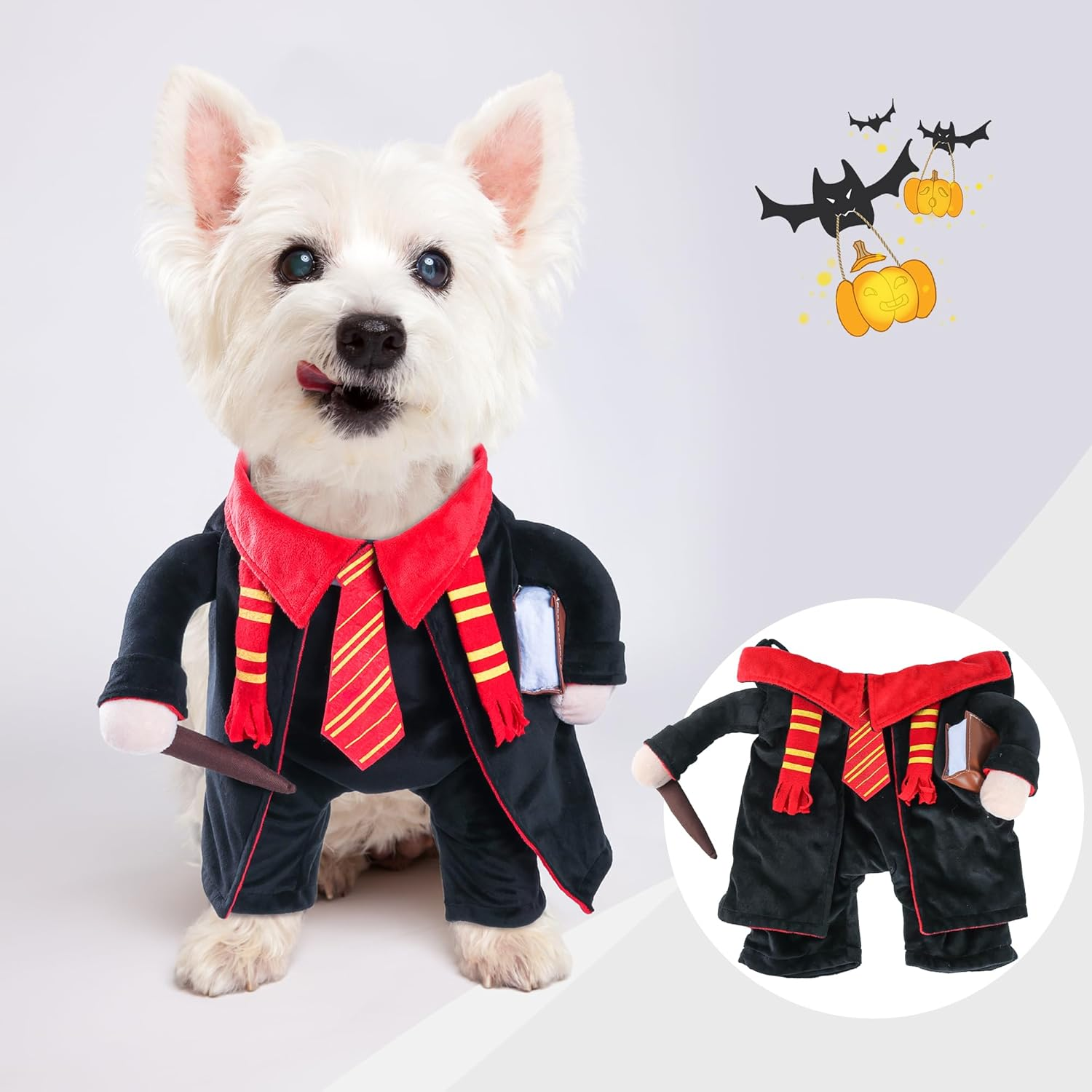 NACOCO Dog Halloween Wizard Costume - Funny Pet Halloween Clothes Cute Dog Cosplay Outfit for Small Medium Dogs (XS) image number 2