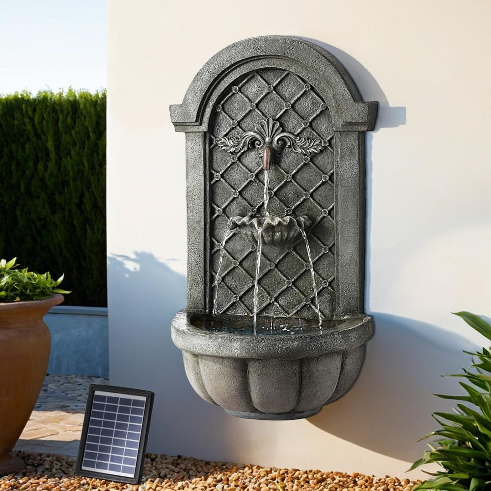 Gardeon Solar Fountain Water Feature Wall Mount Garden Fountains 80CM Grey image number 6