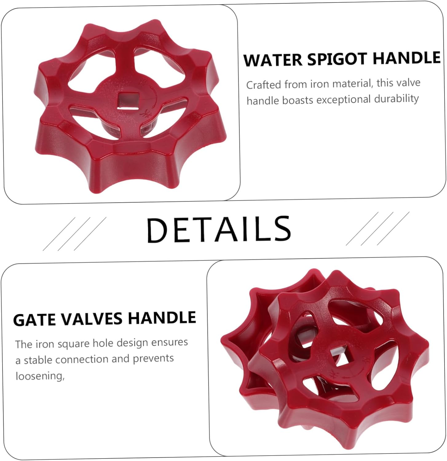 2Pcs Shower Handle Wheel Replacement with 7Mm&times;7Mm Plastic Square Hole, Gate Valve Water Spigot Handle Cast for Outdoor and Hose Water Control image number 4