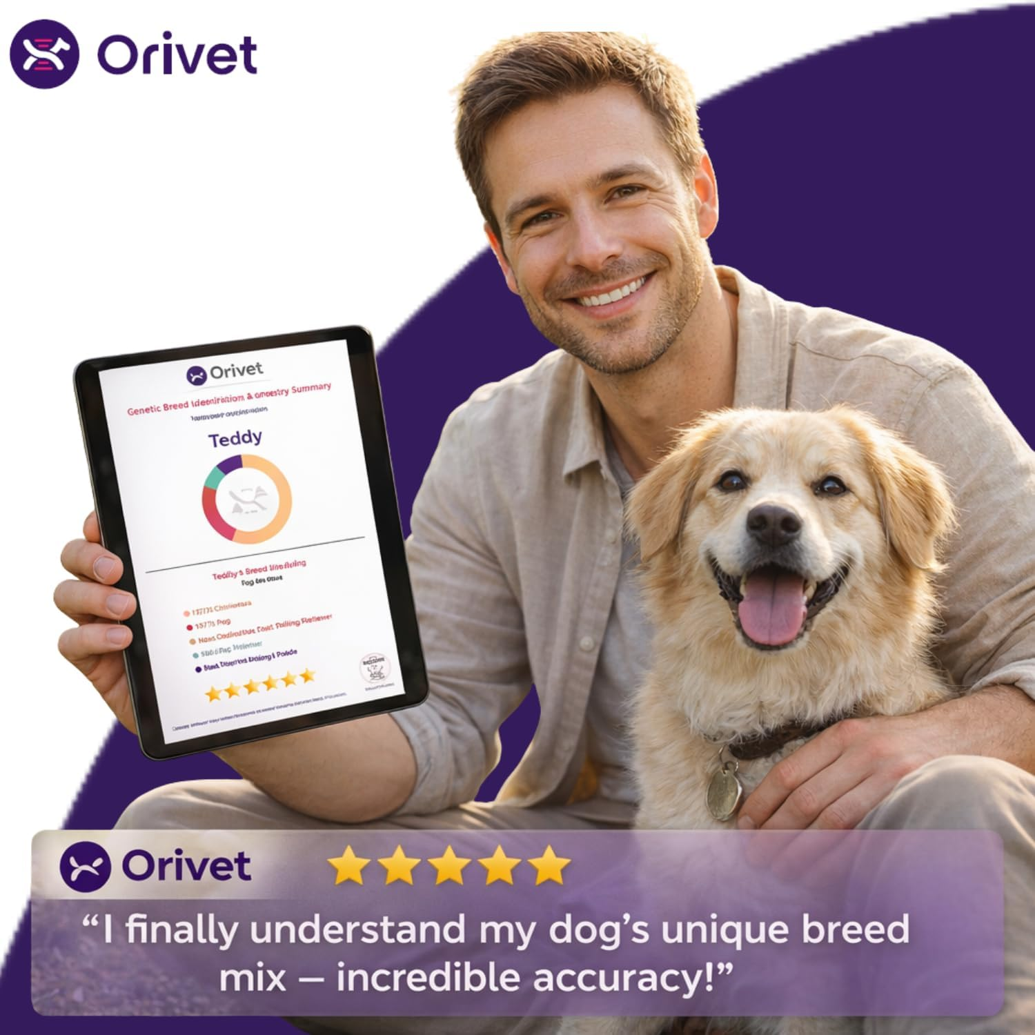 ORIVET Dog DNA Test Kit for Breed Identification & Genetic Health &ndash; 365+ Breeds, Puppy DNA Test, Mixed Breed Testing, Trait & Ancestry Report, at Home Cheek Swab, Vet Approved (ORIVET Genopet Plus) image number 1