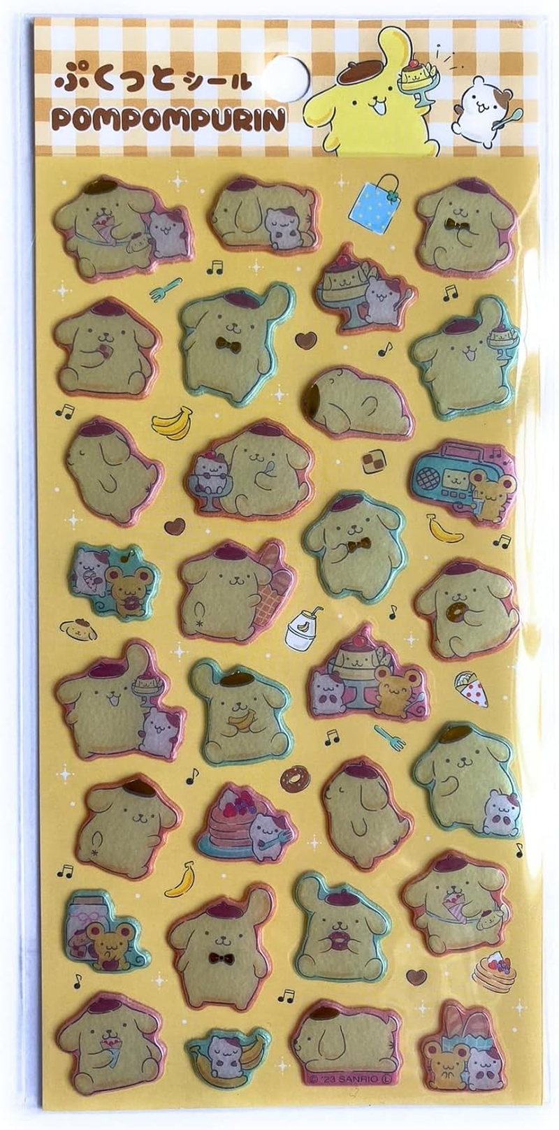 Can Do Pompompurin Pukutto Sticker Puffy Cushion Seal Cute Yellow image number 1