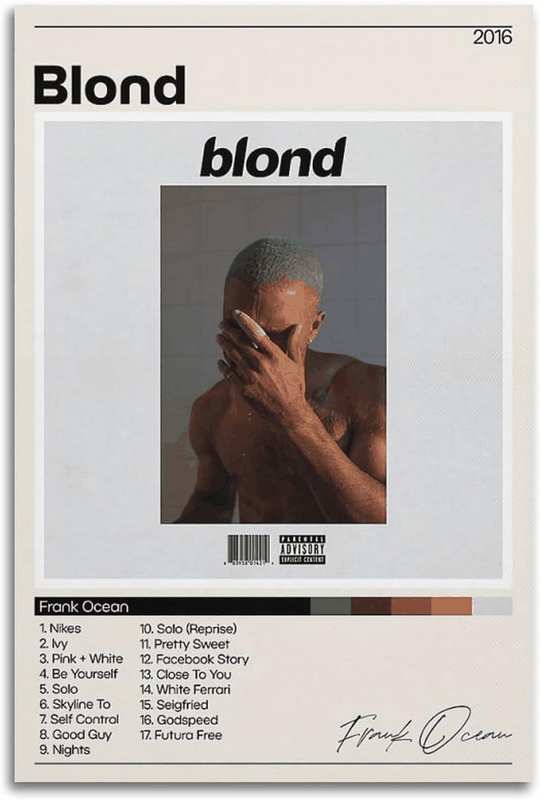 SKRAKHUO Frank Ocean 90S Poster Canvas Wall Art Picture Home Decor Print for Bedroom Living Room Dorm Study Bar Office 12X18Inch(30X45Cm) image number 1