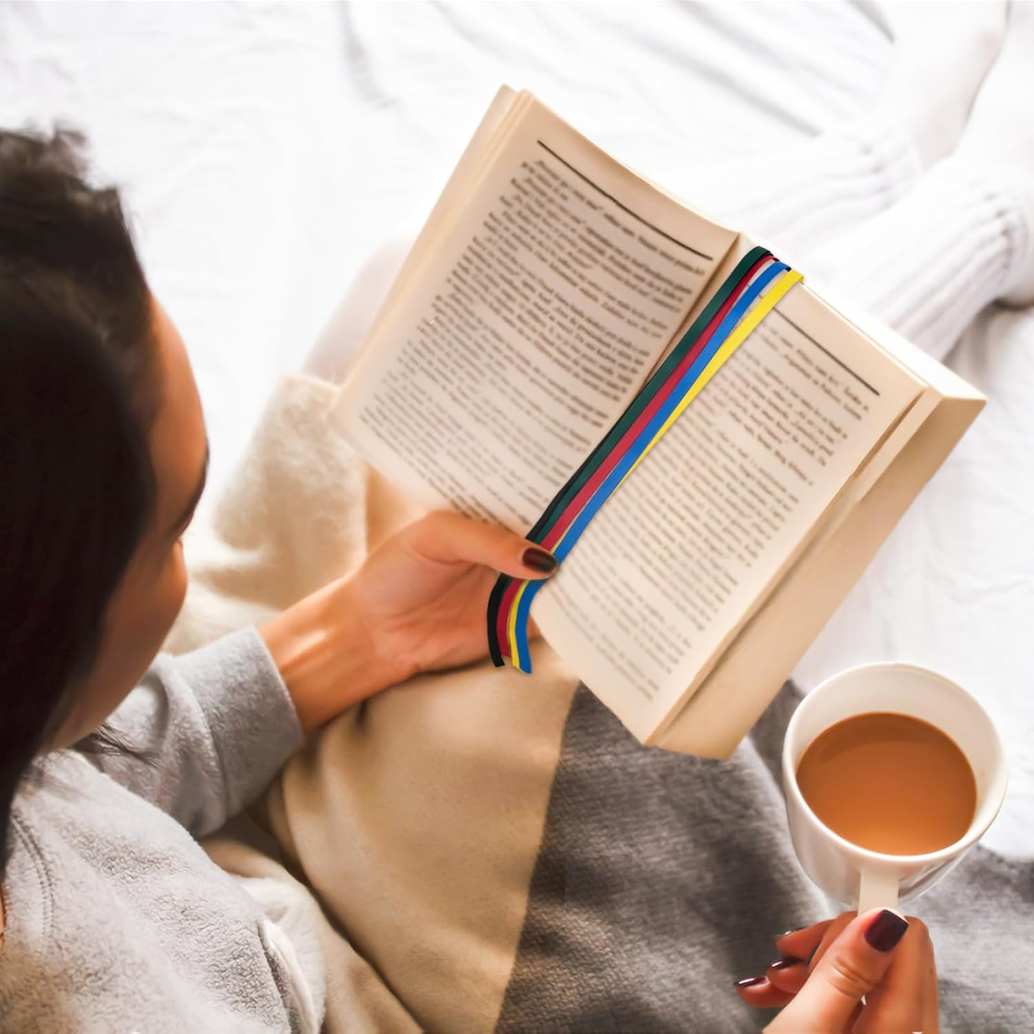 6 Pcs Multicolor Leather Ribbon Bookmark, Artificial Leather Bookmark with Colorful Ribbon for Bible Book Markers, Multi Page Marker Hold Clips into Book