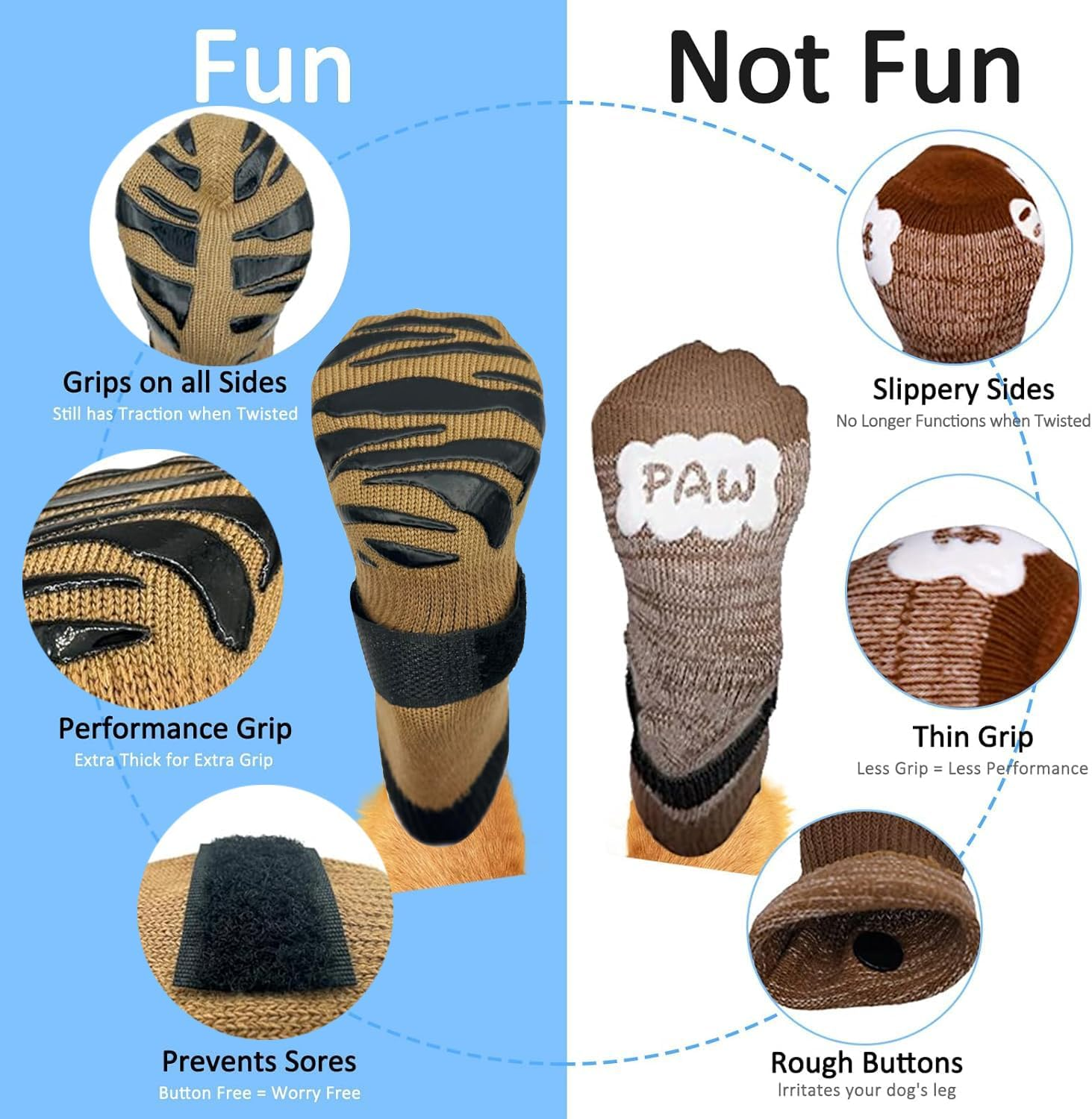 Hcpet Anti-Slip Dog Socks - Premium Non-Slip for Hardwood Floors, Extra Thick Grip That Works Even When Twisted, Preventing Paws from Scalding on Outdoor Pavement (Grey, XS) image number 3